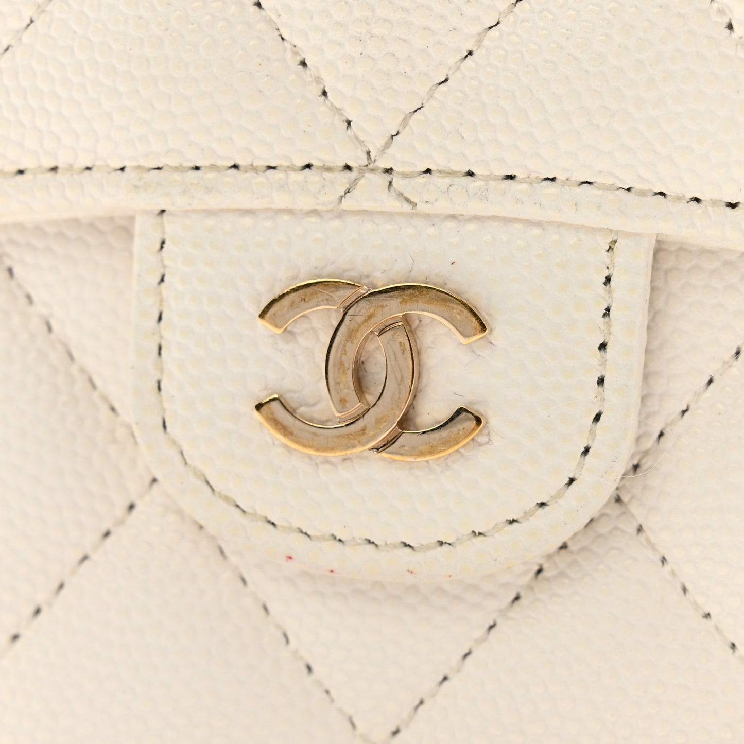 Caviar Quilted Compact Flap Wallet White