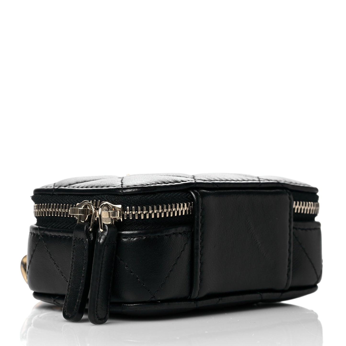 Lambskin Quilted Mini Lacquered Chain Clutch Black