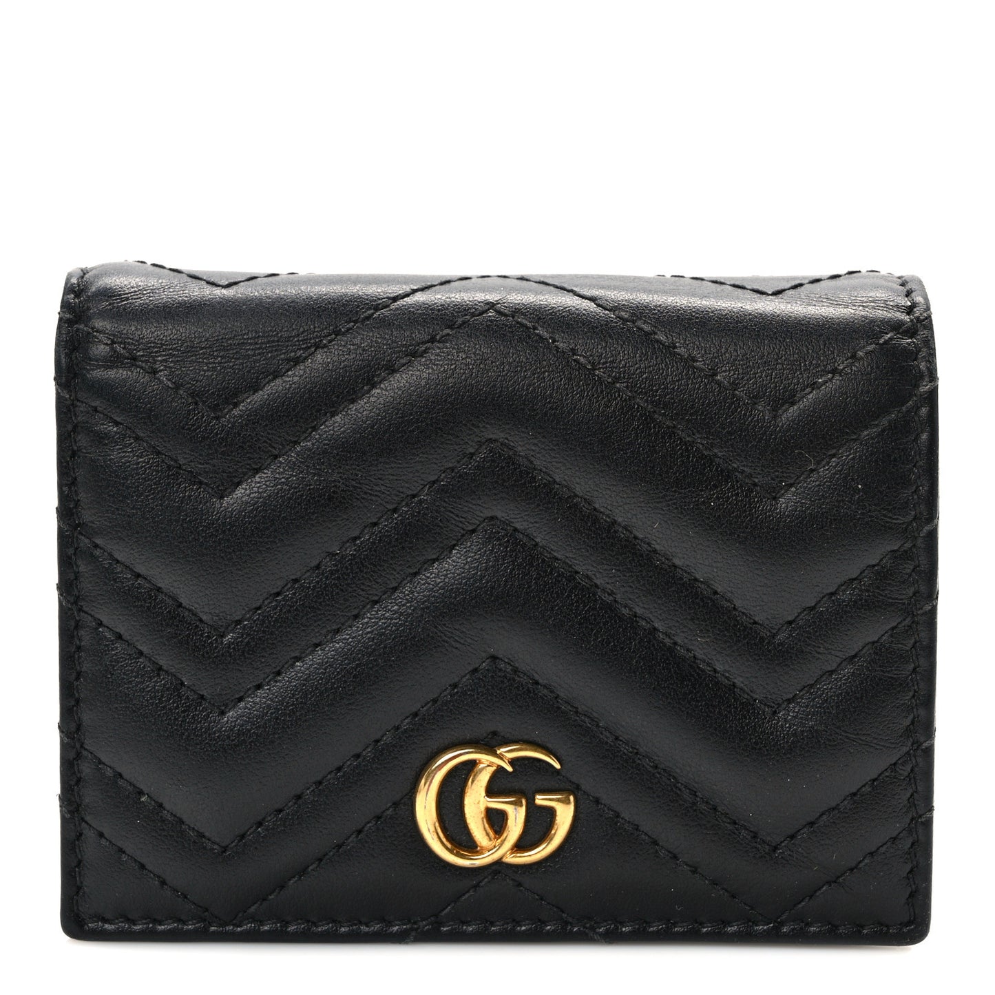 Calfskin Matelasse GG Marmont Card Case Wallet Black