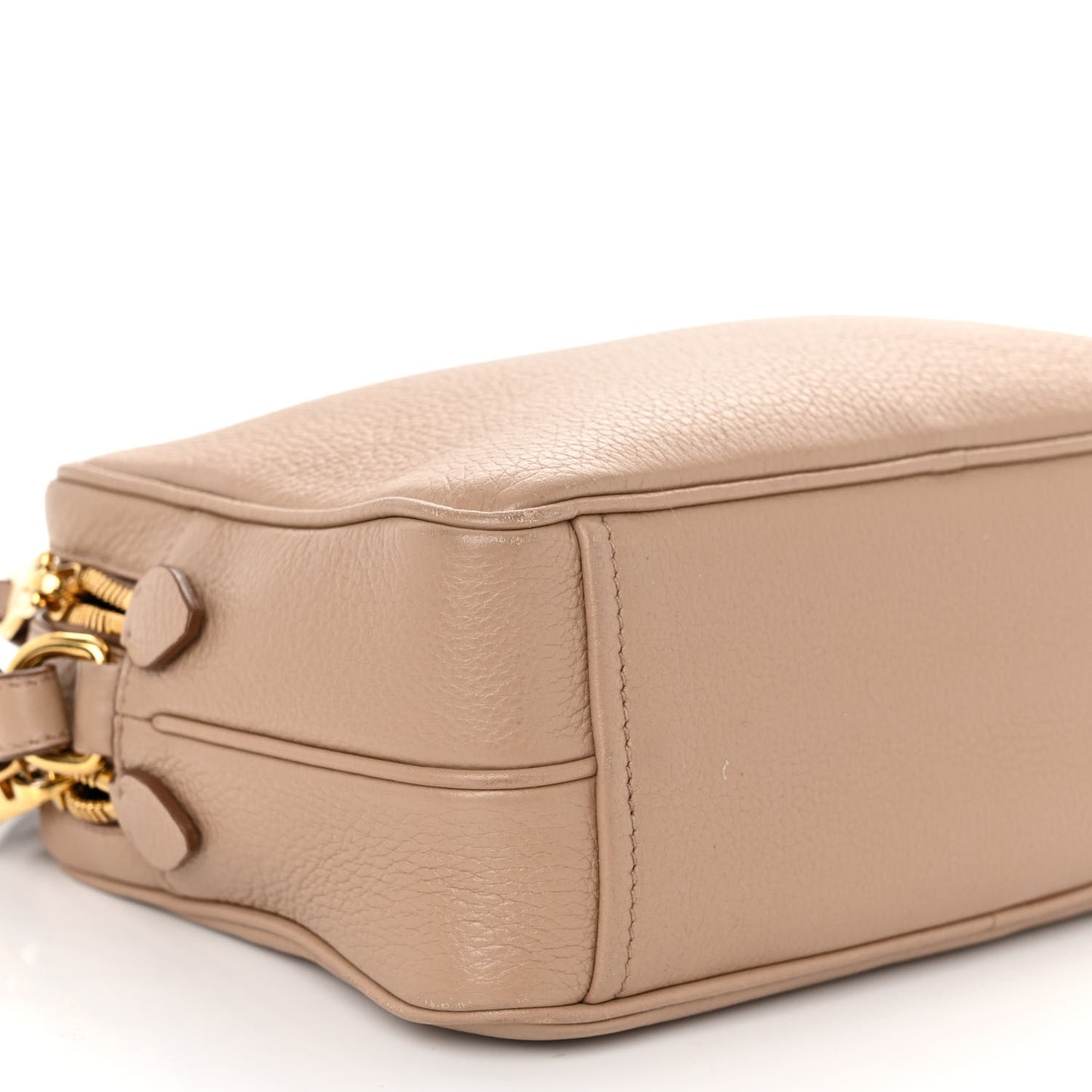 Vitello Daino Medium Double Zip Shoulder Bag Cammeo