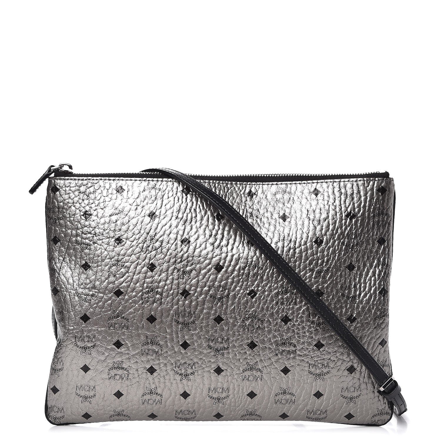 MCM Metallic Visetos Original Medium Pouch Silver 1 of 13