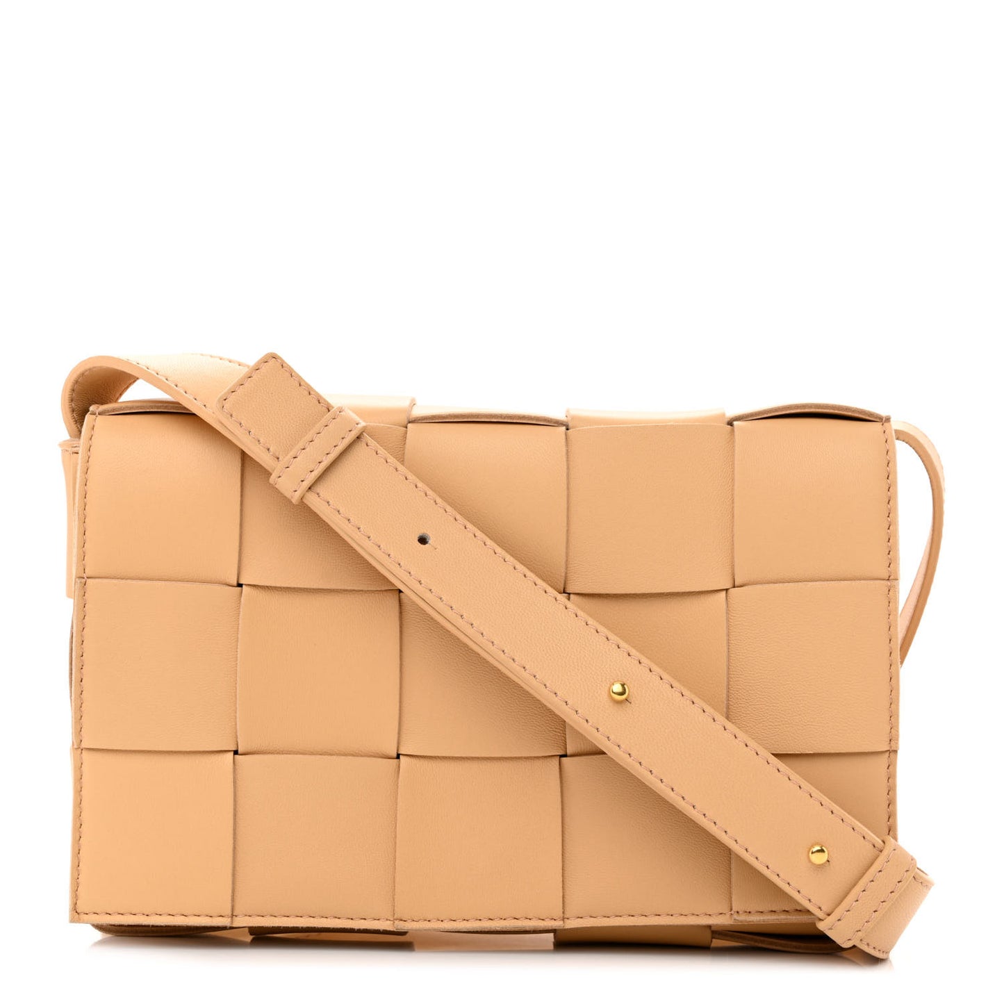 Lambskin Maxi Intrecciato Cassette Crossbody Bag Almond