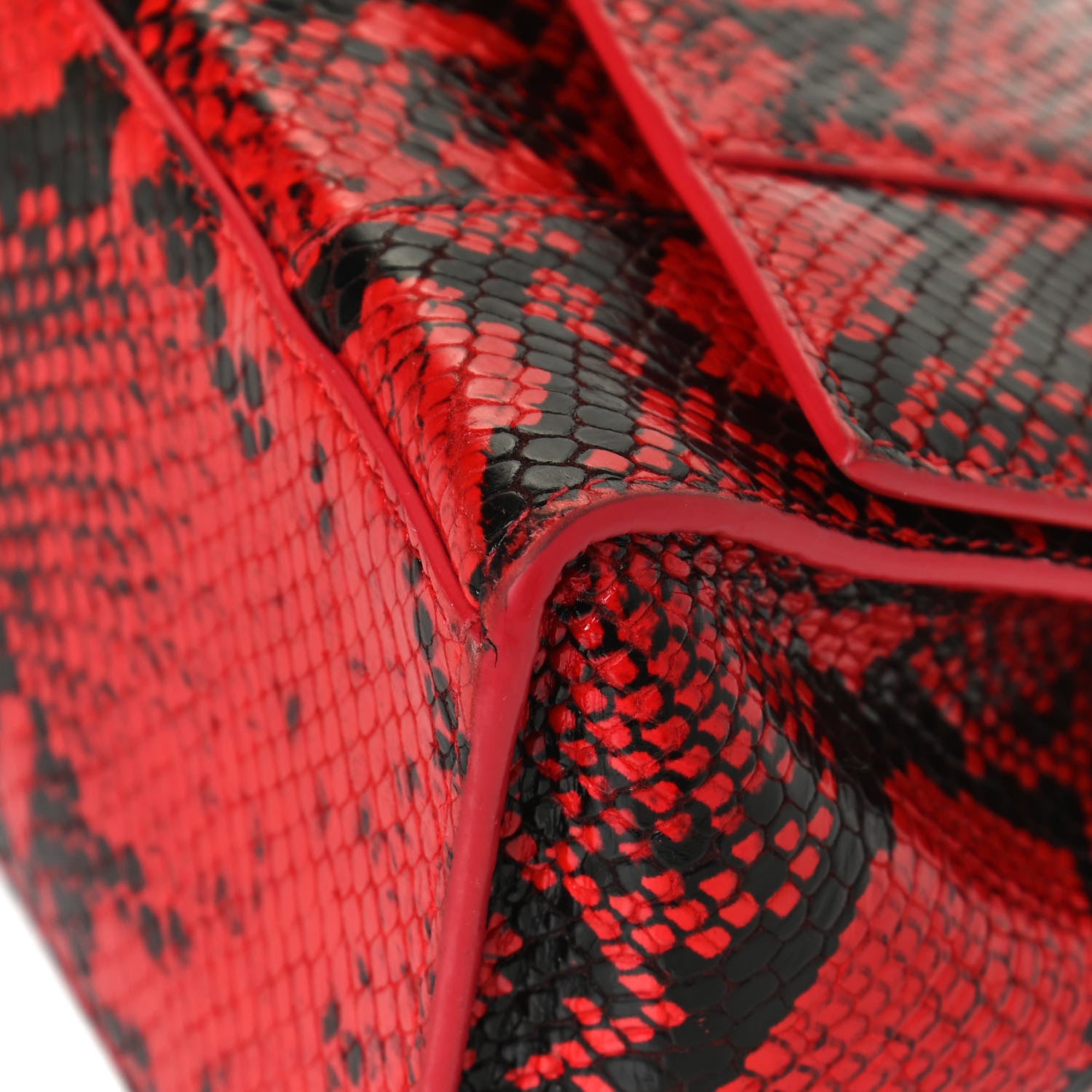 Balenciaga Shiny Calfskin Python Effect Small Hourglass Top Handle Bag Red 12 of 14