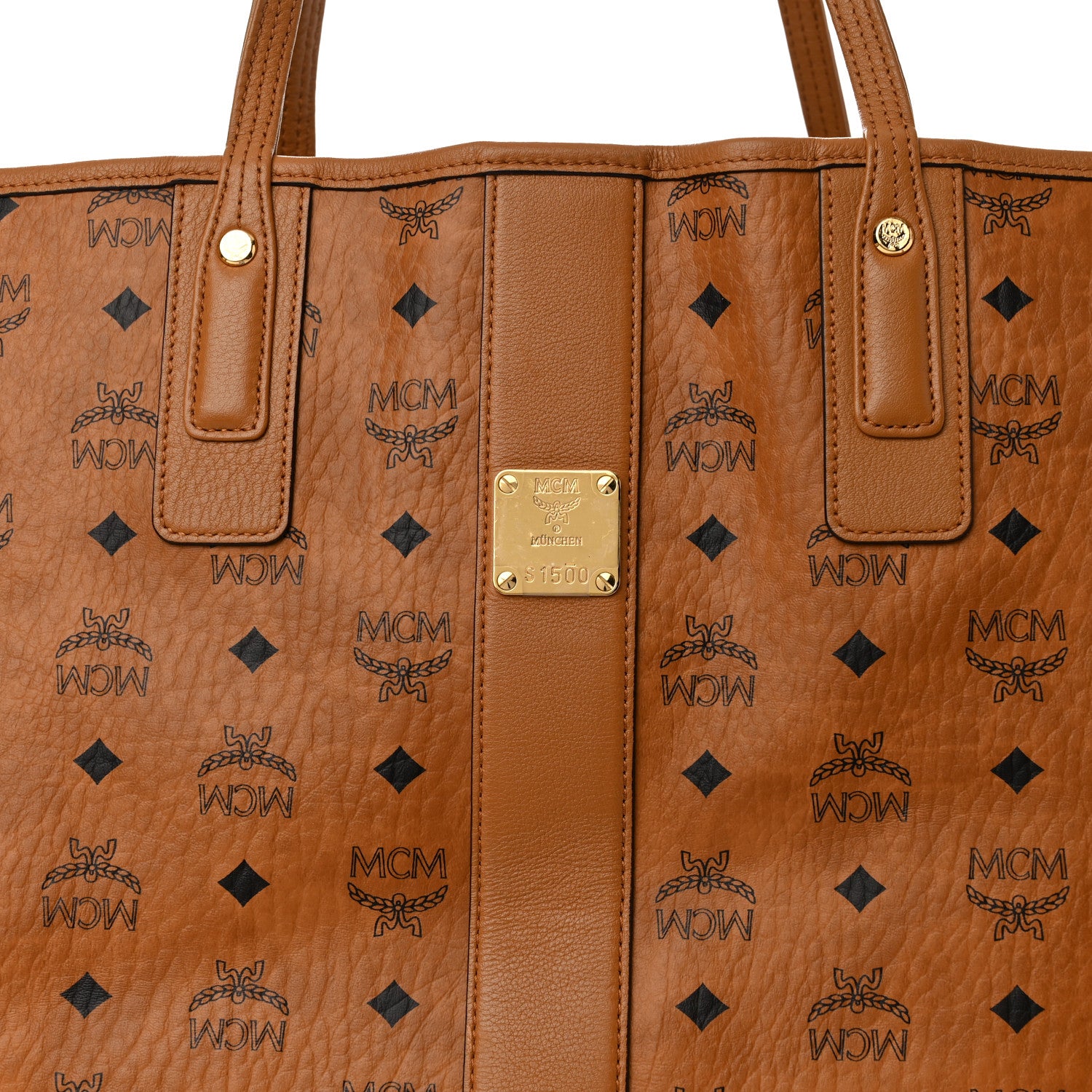 MCM Visetos Large Liz Reversible Shopper Tote Cognac 10 of 15