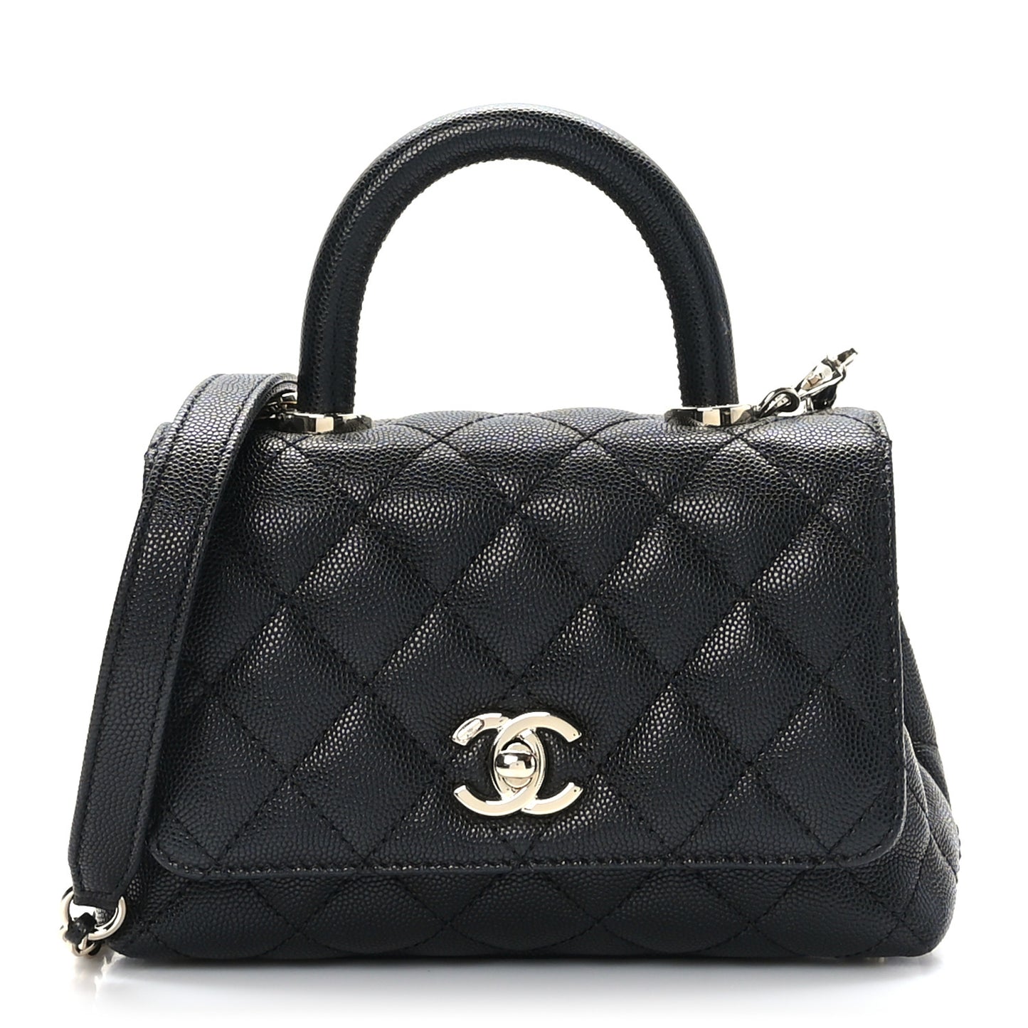 Caviar Quilted Extra Mini Coco Handle Flap Black