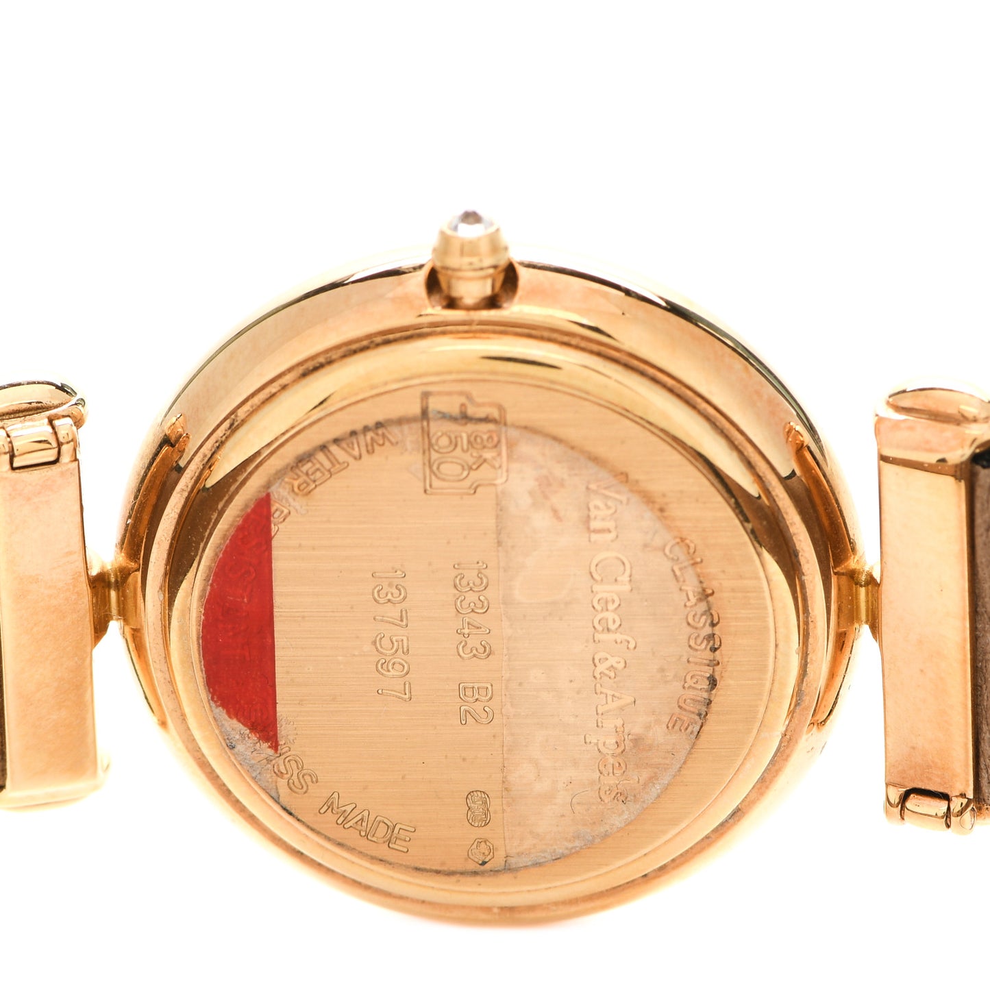 18K Yellow Gold Satin Diamond Pave Bezel Mother of Pearl 28mm Classique Quartz Watch