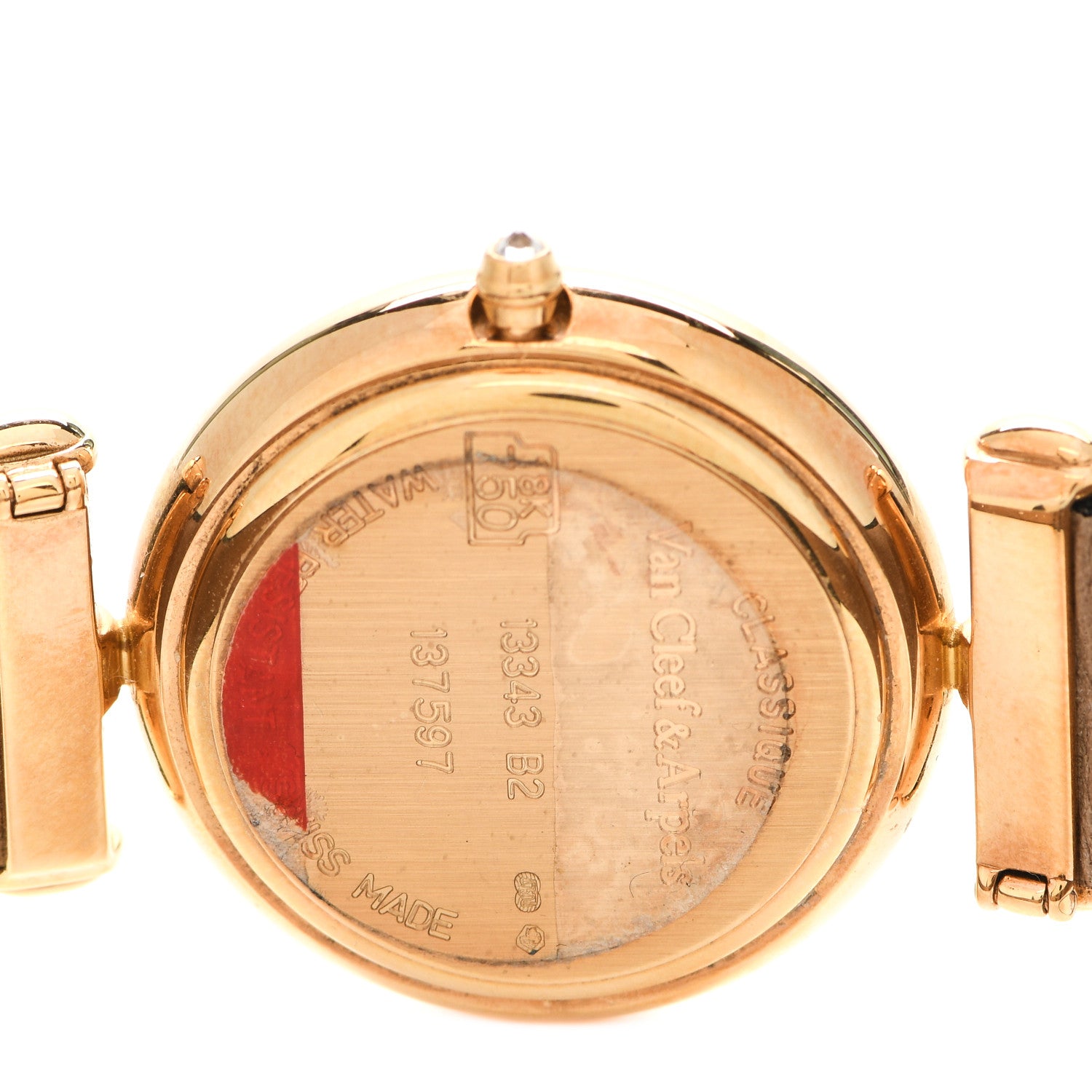 Van Cleef & Arpels 18K Yellow Gold Satin Diamond Pave Bezel Mother of Pearl 28mm Classique Quartz Watch 4 of 5