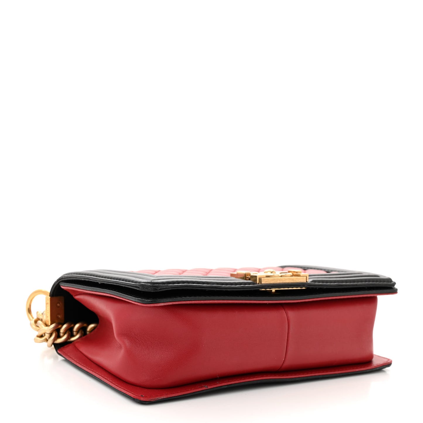 Lambskin Quilted Medium Boy Flap Dark Red Black