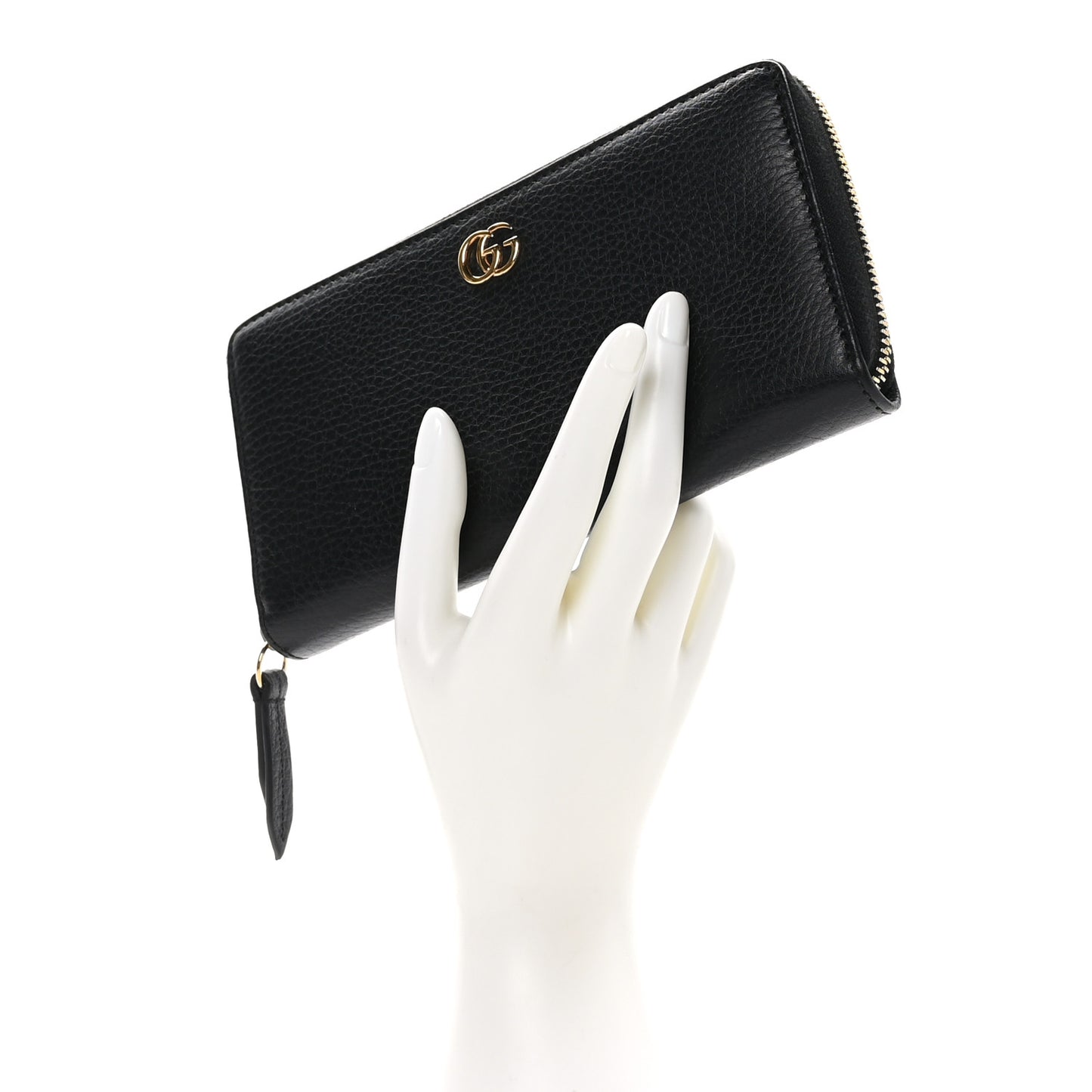Dollar Calfskin GG Marmont Zip Around Wallet Black