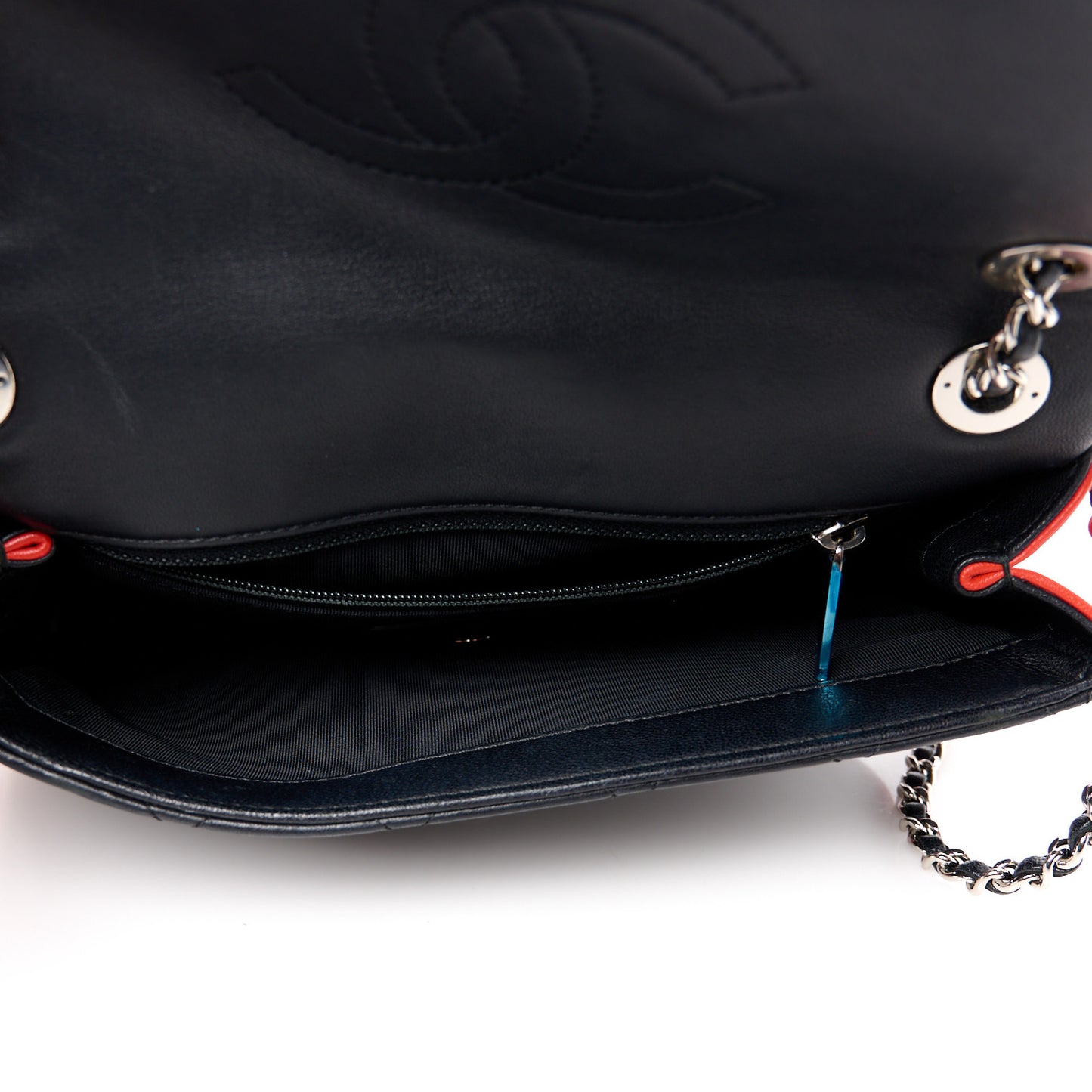 Lambskin Plexiglass Quilted Small Cuba Color Flap Black Multicolor