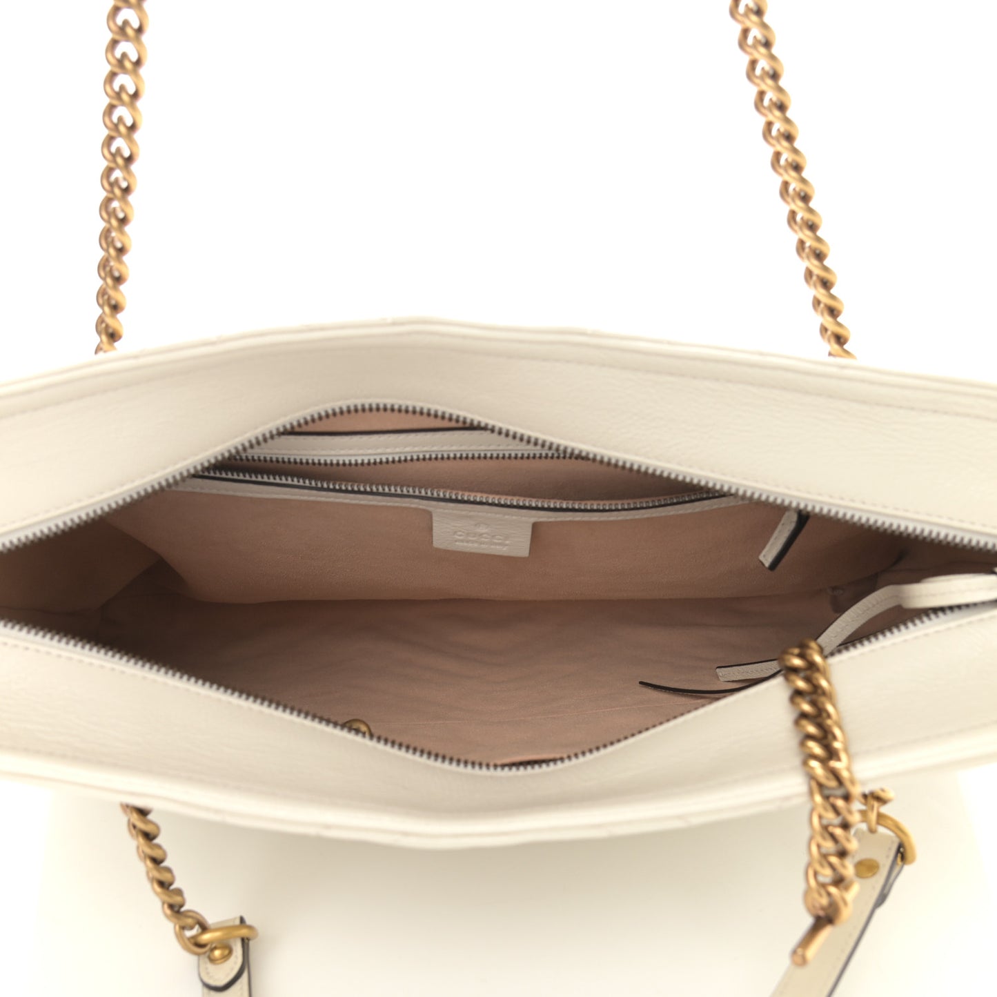 Vintage Calfskin Matelasse Medium GG Marmont Slim Tote White