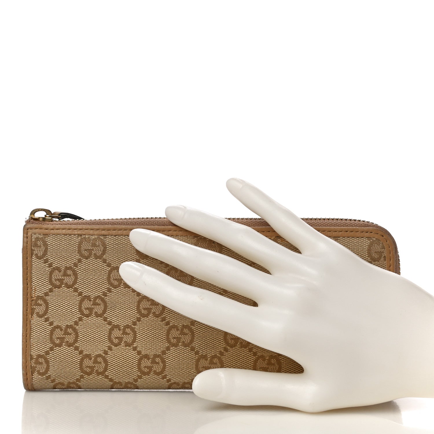 Gucci Calfskin Monogram Zip Around Wallet Tan 2 of 10