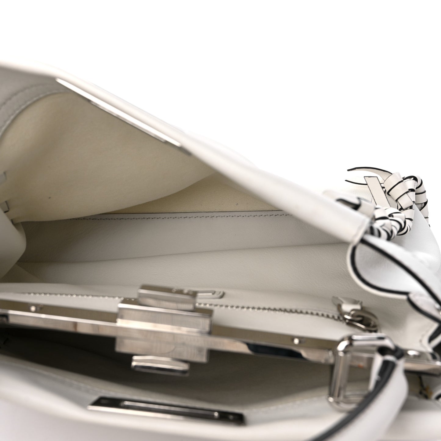 Vitello Seta Century Nappa Whipstitch Medium Peekaboo Iconic Satchel White