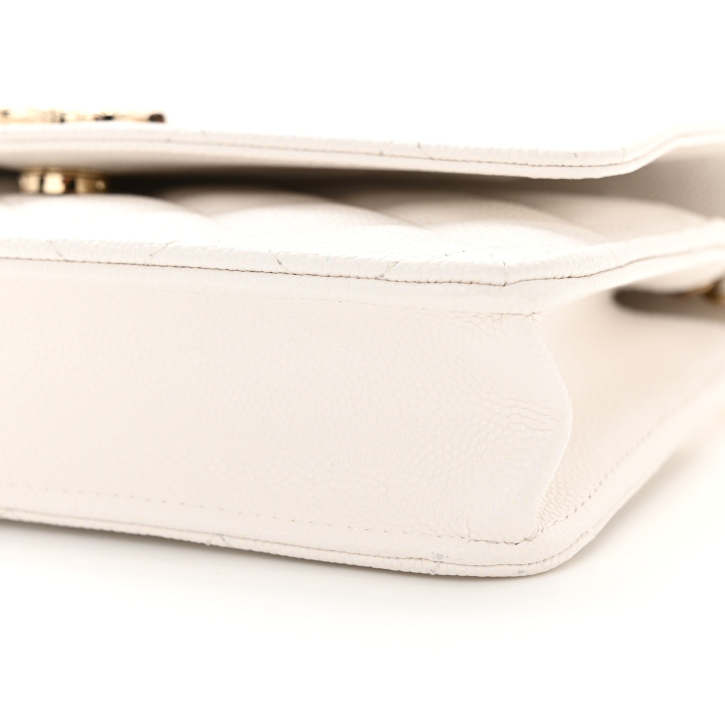 Caviar Quilted Wallet on Chain WOC White