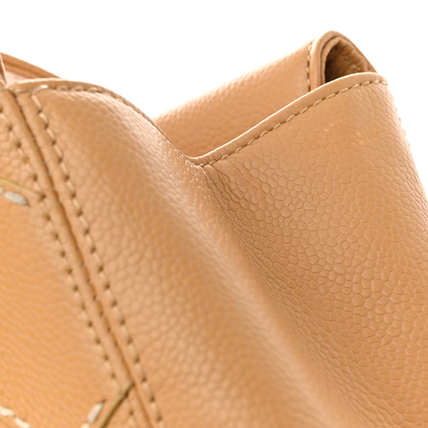 Caviar CC Stitched Medium Tote Beige