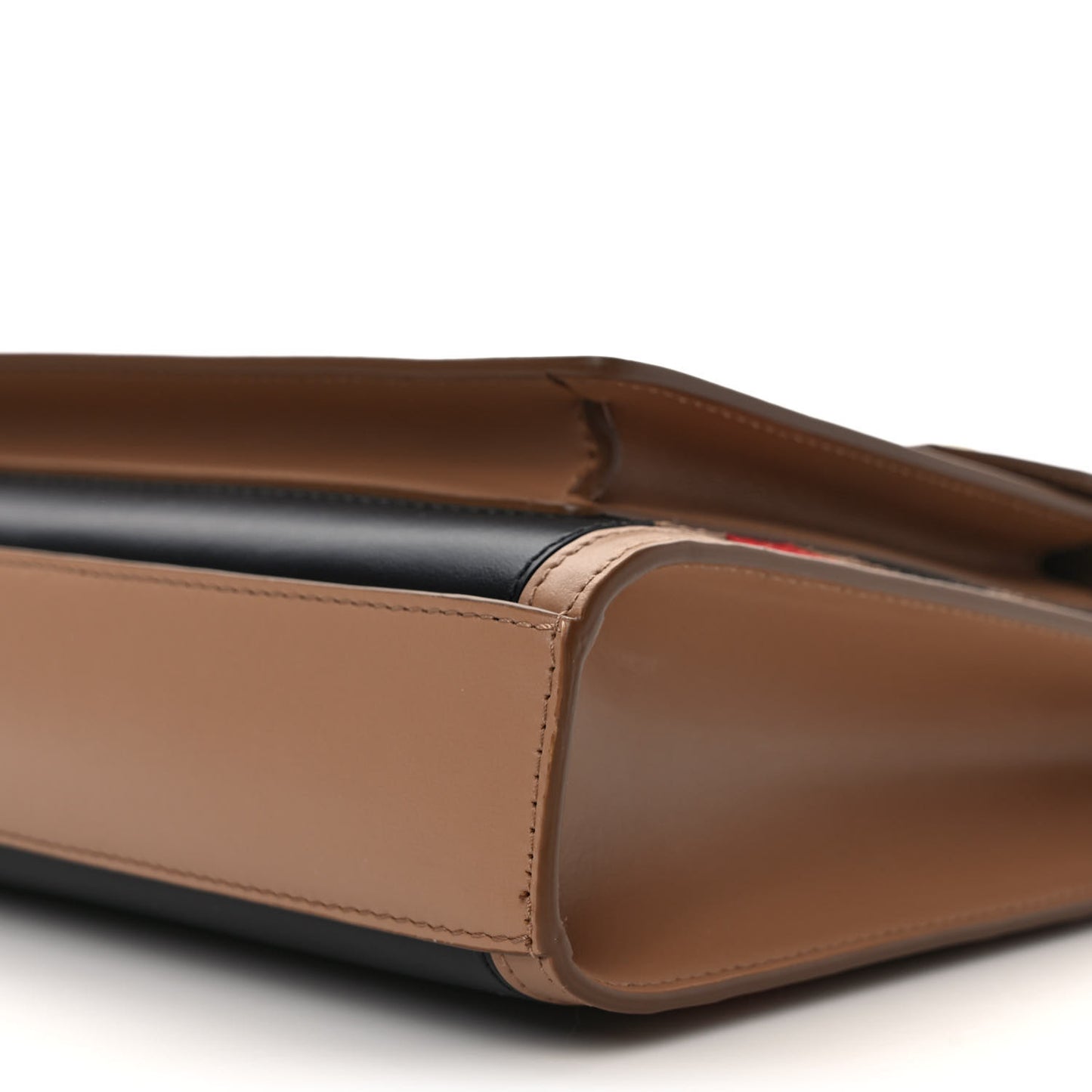 Smooth Calfskin Striped Mini Pocket Bag Camel