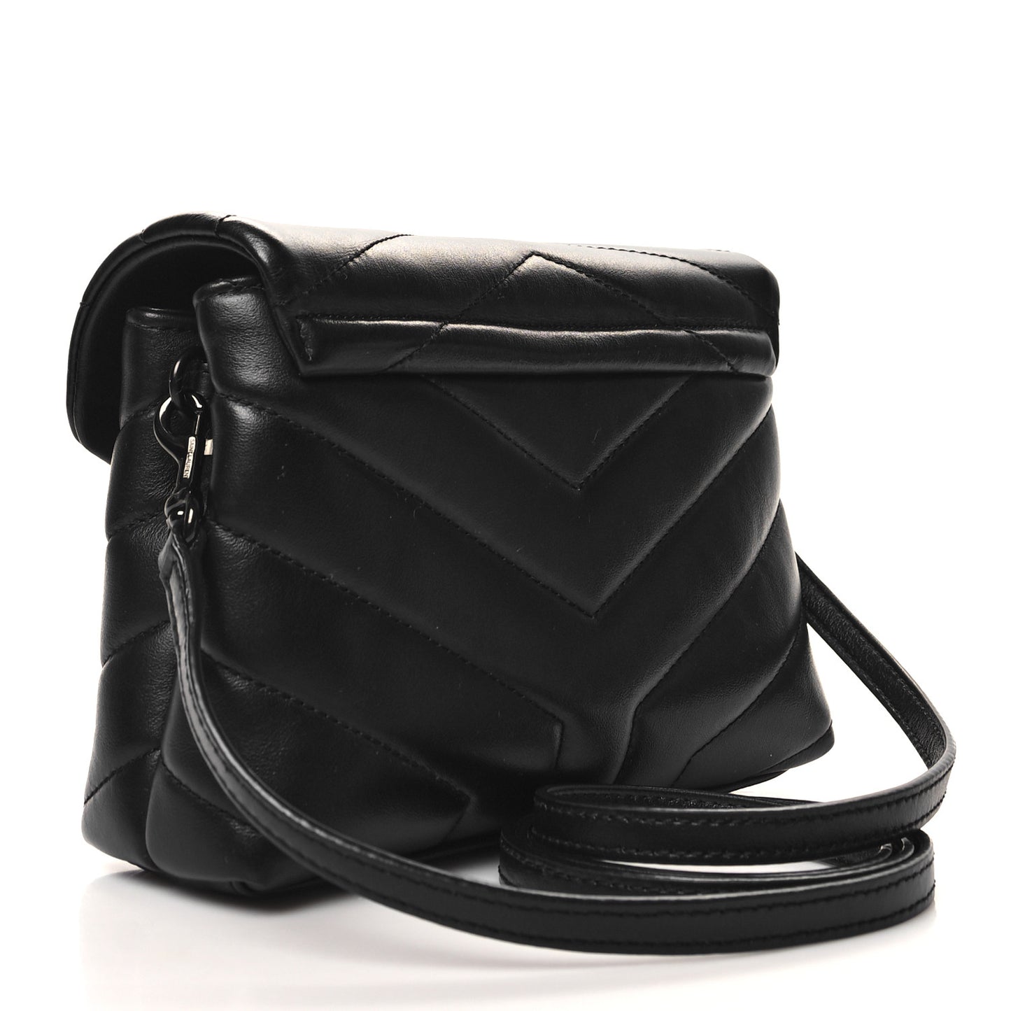 Calfskin Y Quilted Monogram Monochrome Toy Loulou Crossbody Bag Black