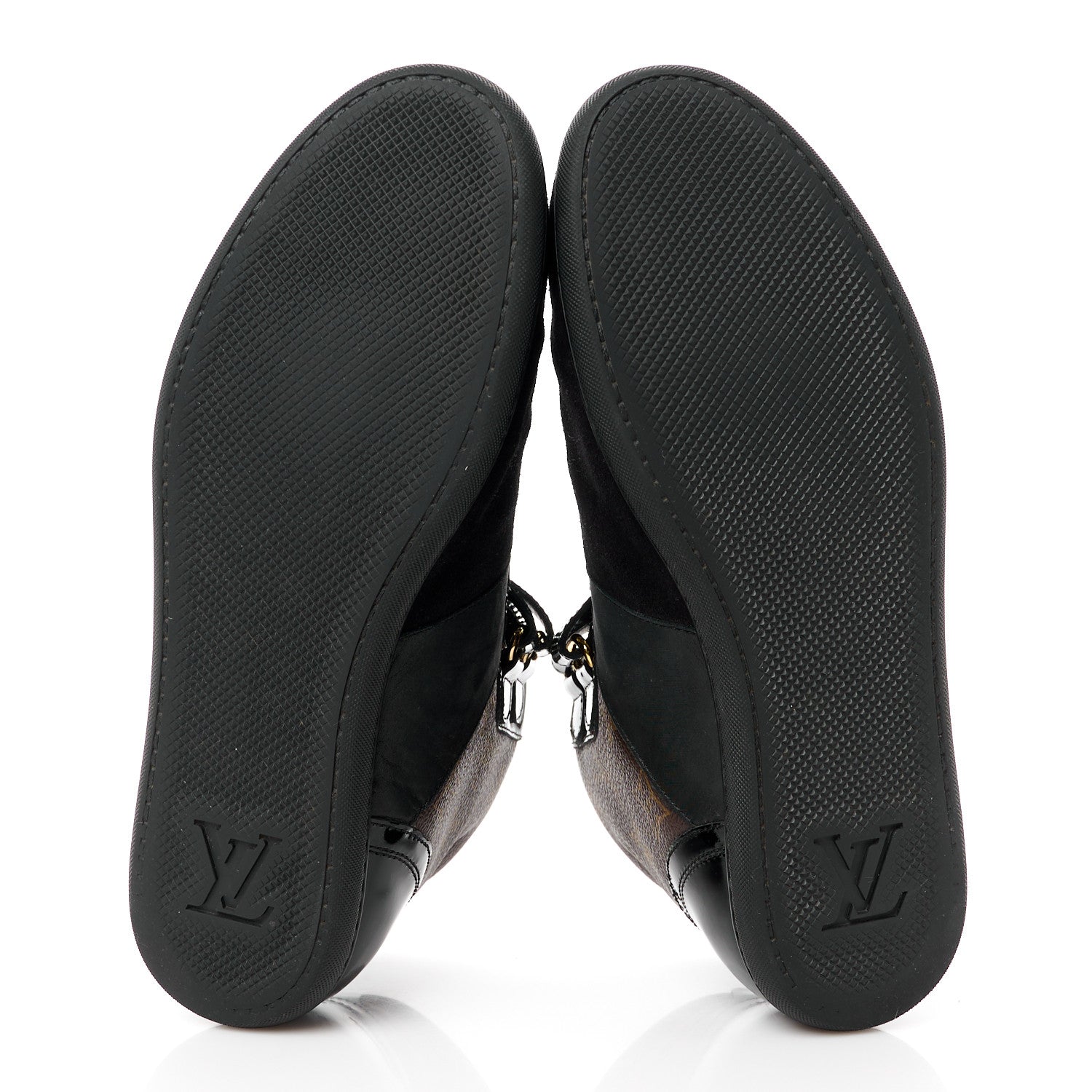 Louis Vuitton Suede Patent Monogram Move Up Sneakers 37 Black 5 of 10