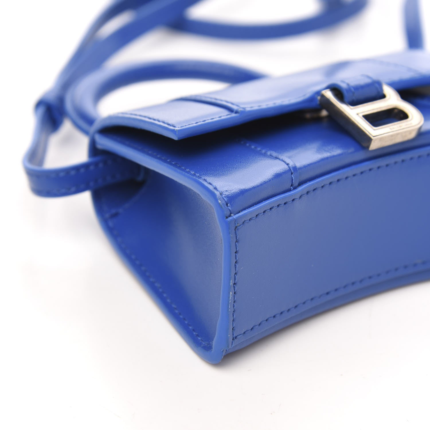 Balenciaga Shiny Box Calfskin Hourglass Top Handle Bag Mini Bleu 7 of 8