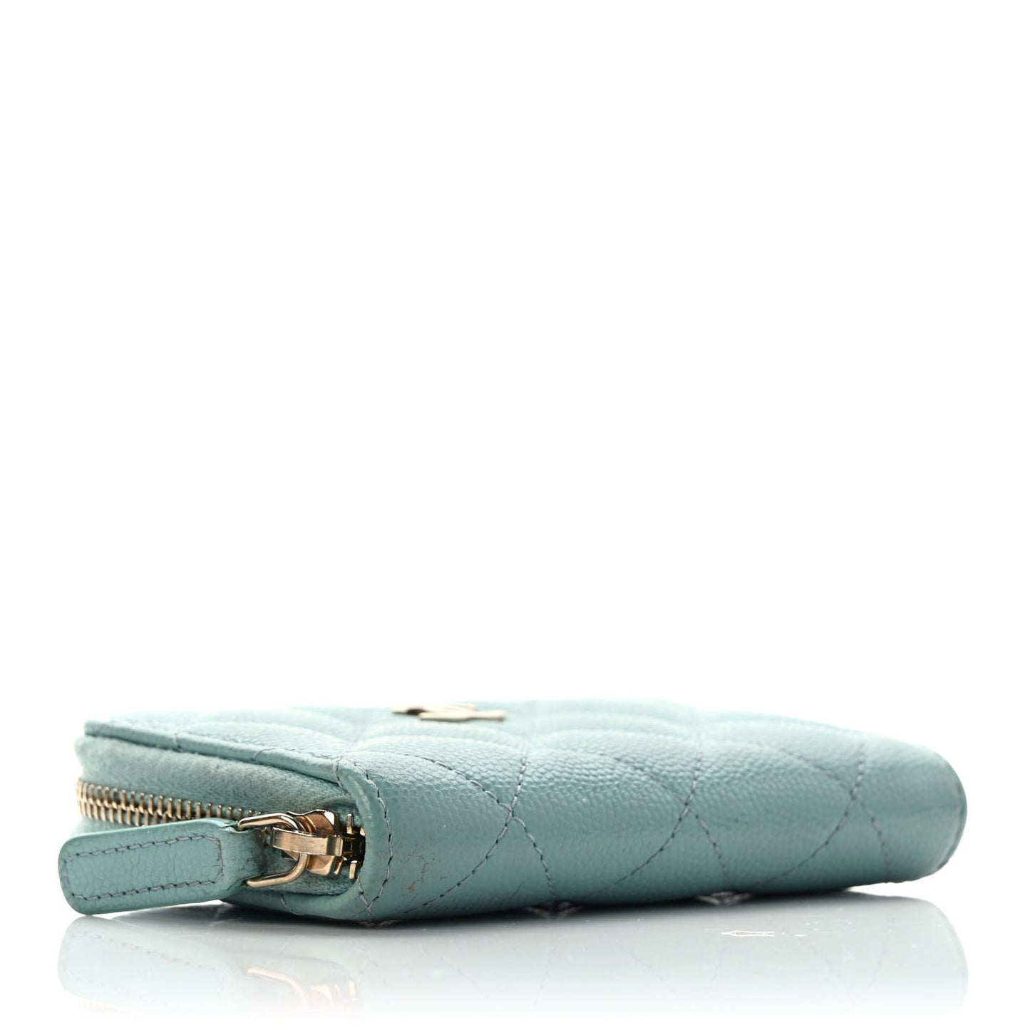 Caviar Quilted Zip Coin Purse Light Blue