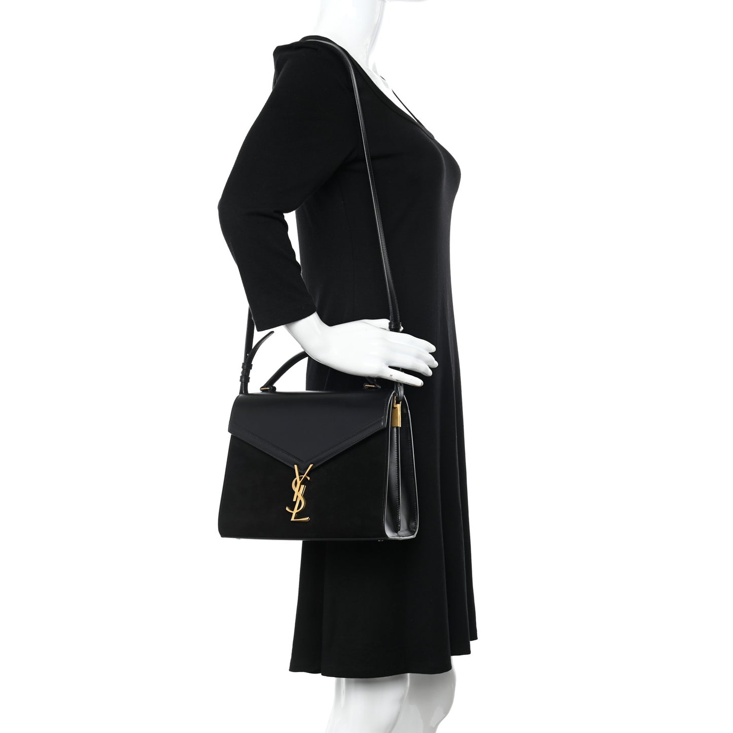 Kid Scamosciato Smooth Calfskin Medium Classic Monogram Cassandra Top Handle Black Rouge Legion