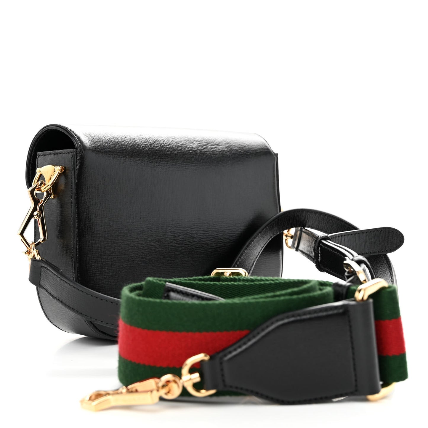 Azalea Calfskin Web Mini Horsebit 1955 Shoulder Bag Black