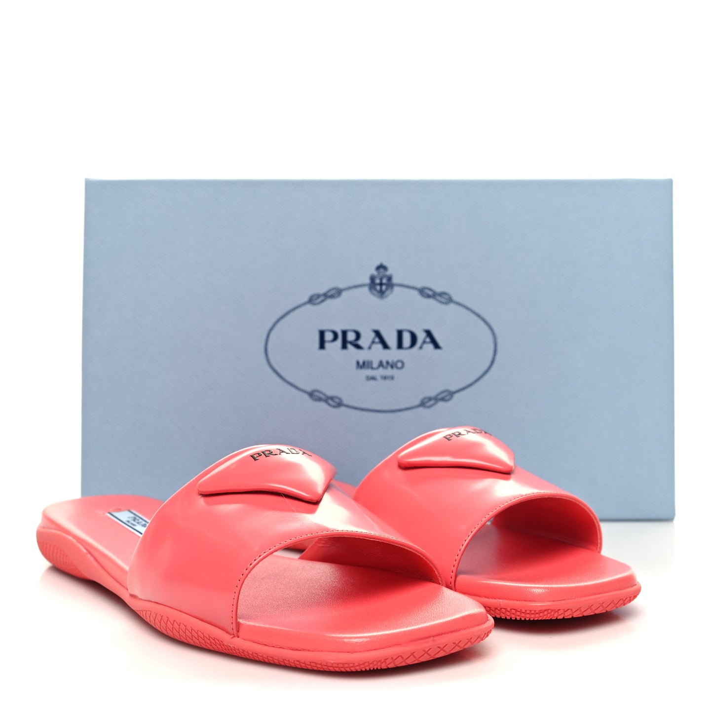Spazzolato Triangle Logo Slide Flat Sandals 38 Corallo