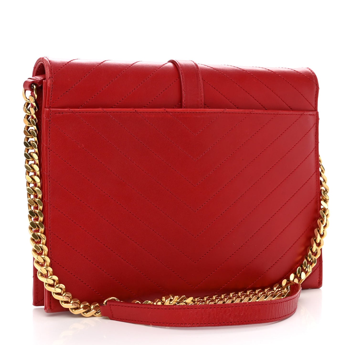 Calfskin Matelasse Chevron Medium Monogram Satchel Red