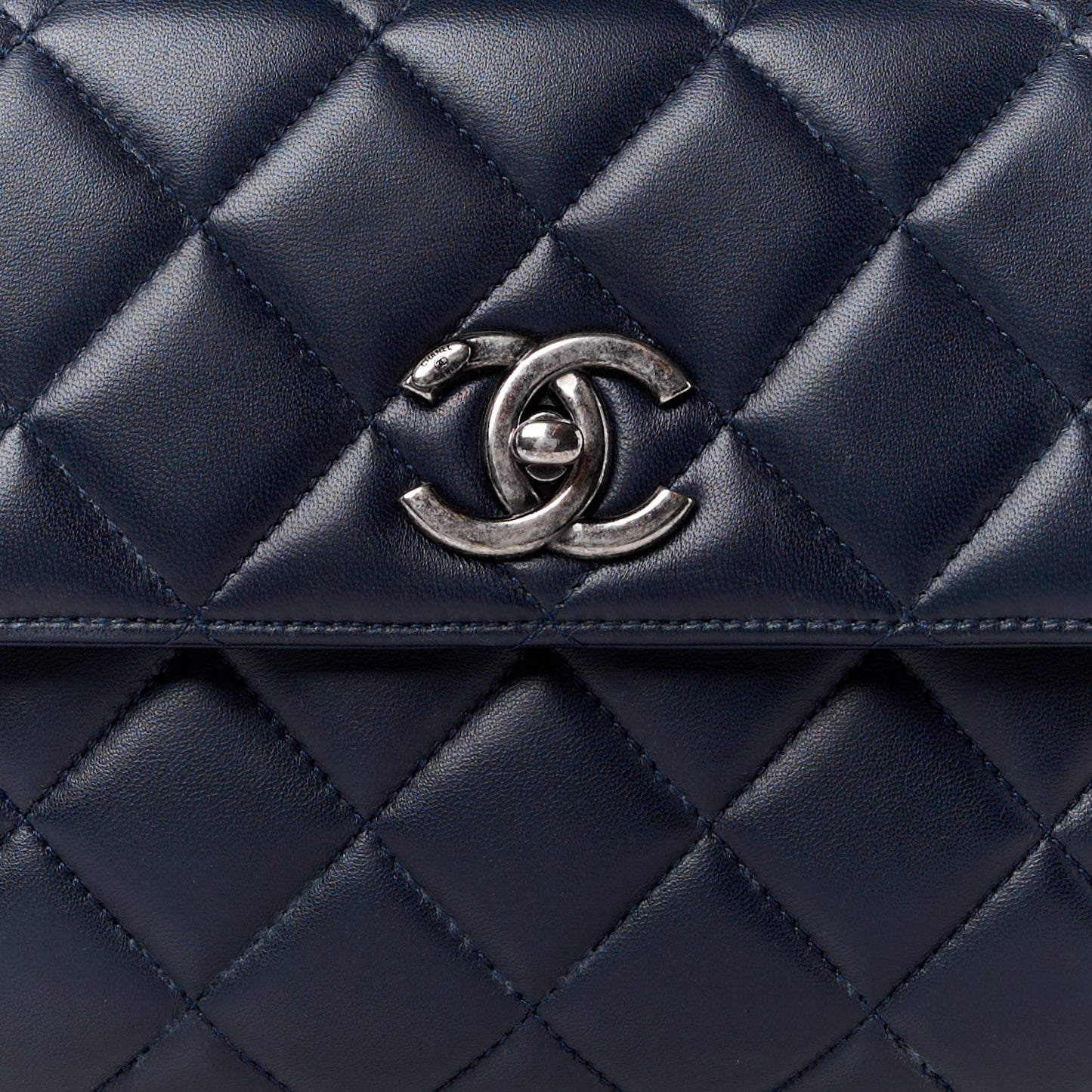 Lambskin Quilted Small Trendy CC Dual Handle Flap Bag Navy