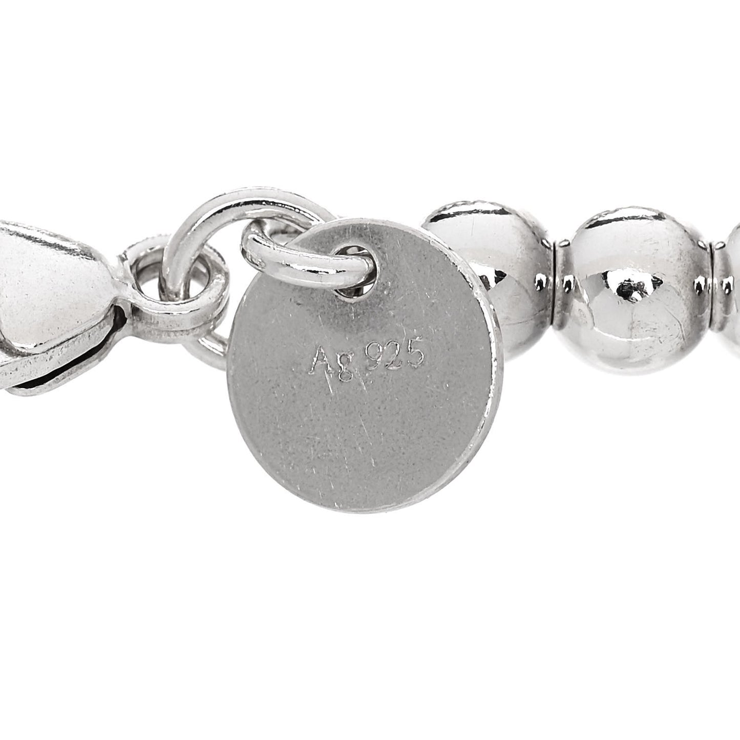 Sterling Silver Enamel Diamond 4mm Return to Tiffany Heart Tag Bead Bracelet Blue