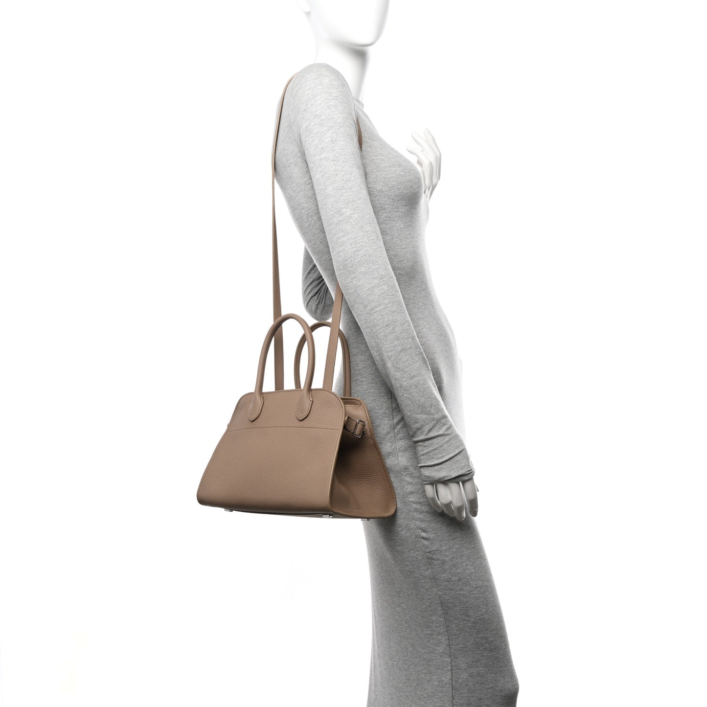Grained Calfskin Soft Margaux 10 Bag Dark Taupe