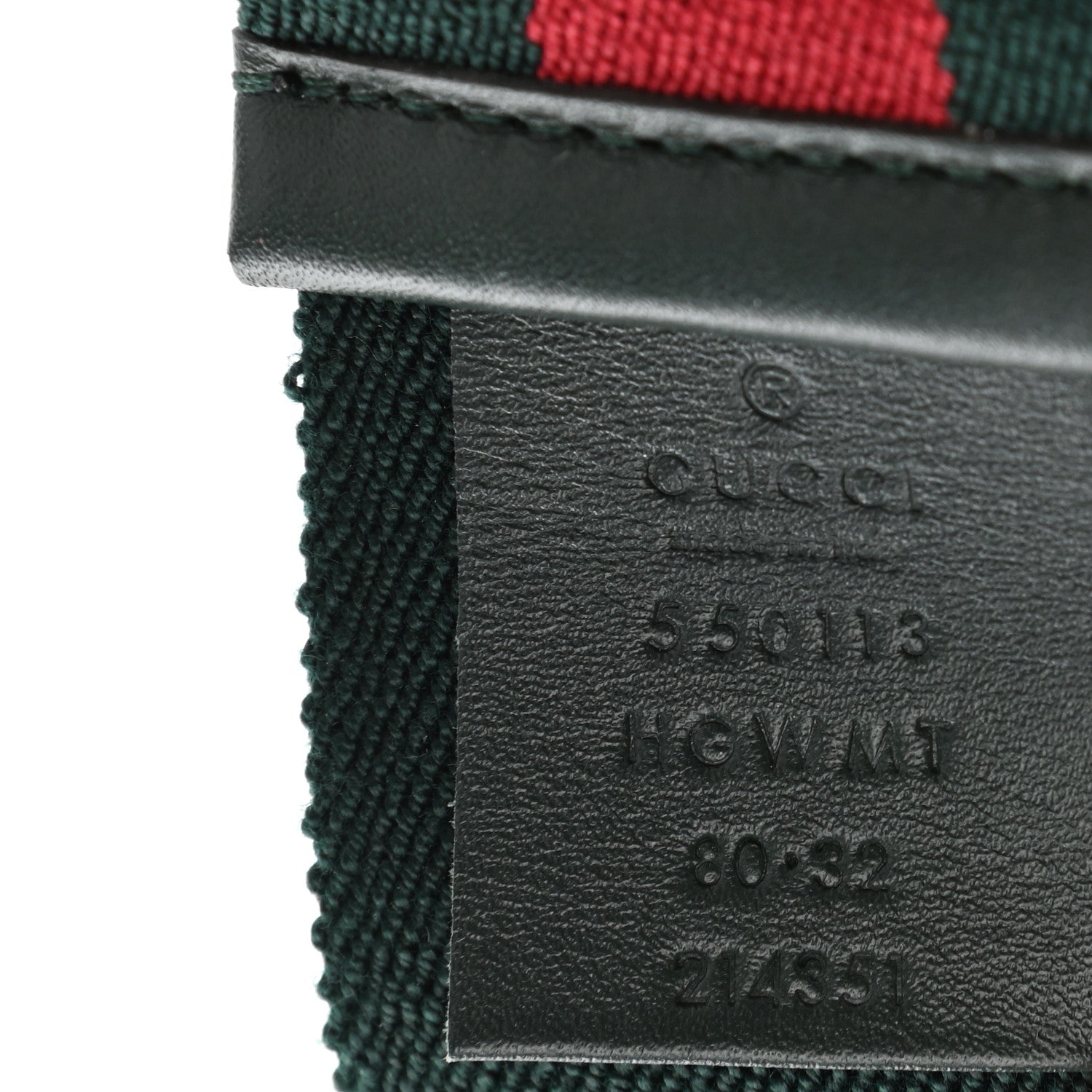 Gucci Nylon Web Embellished Butterfly Belt 80 32 Red Green 4 of 5