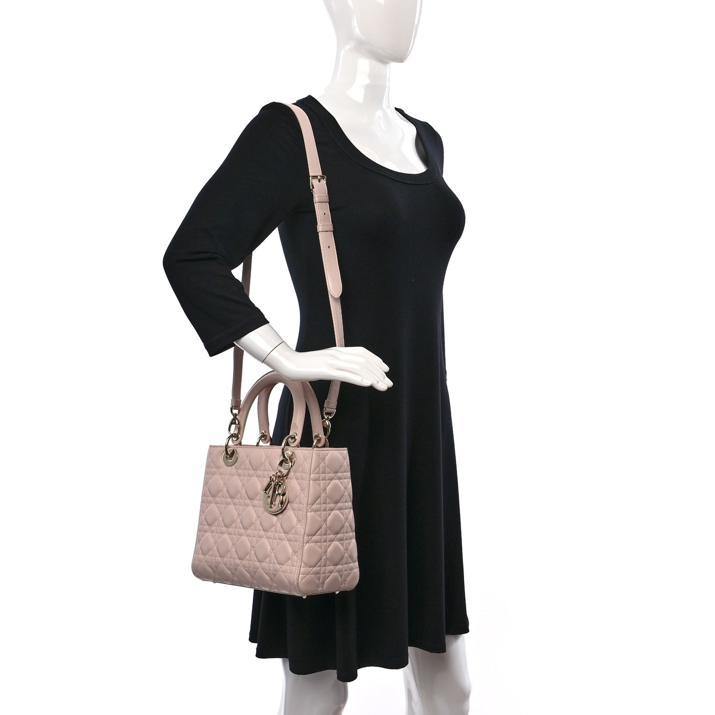 Lambskin Cannage Medium Lady Dior Light Pink
