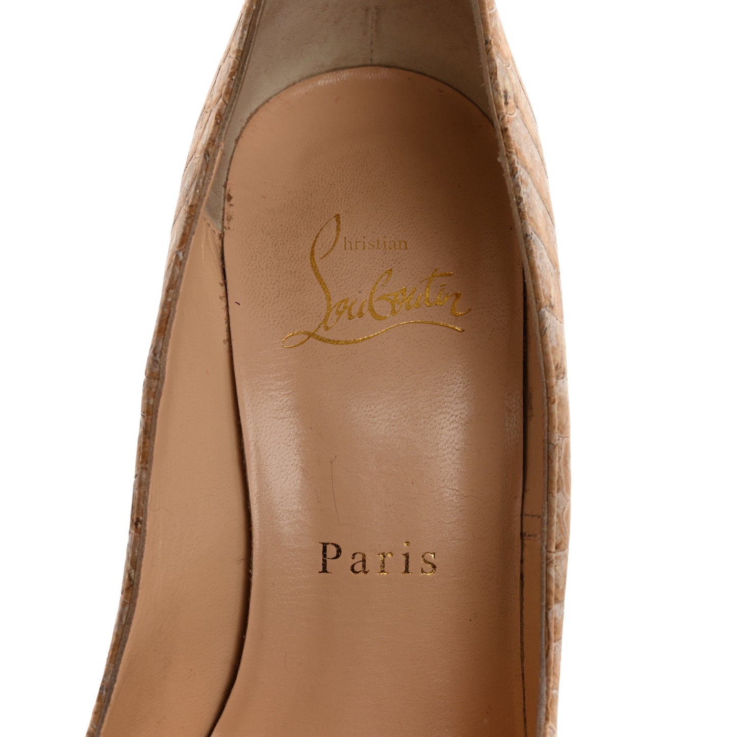 Cork Snake Embossed Daffodile 160 Pumps 36.5 Beige