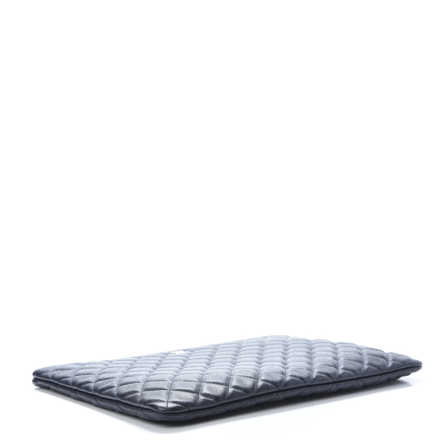 Caviar Quilted Large Cosmetic Case Dark Blue