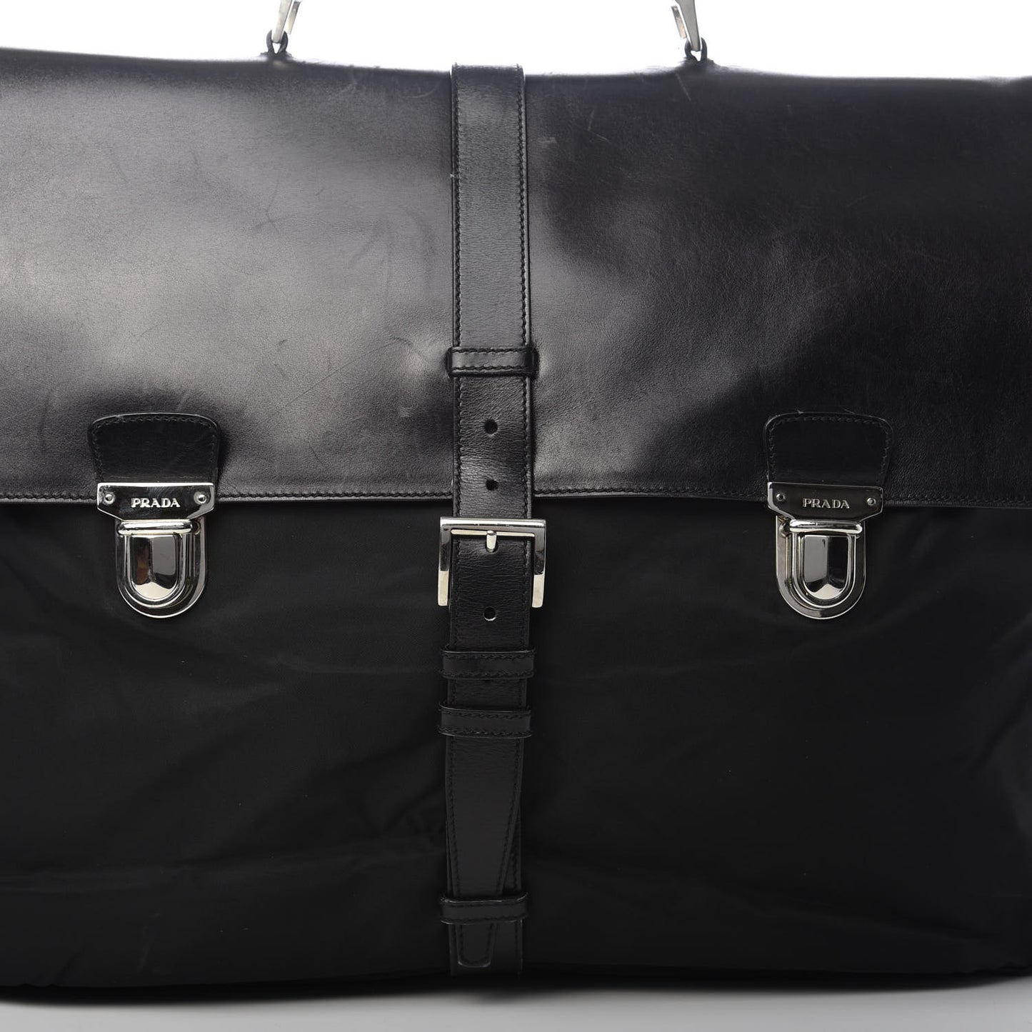 Soft Calfskin Tessuto Nylon Travel Bag Black