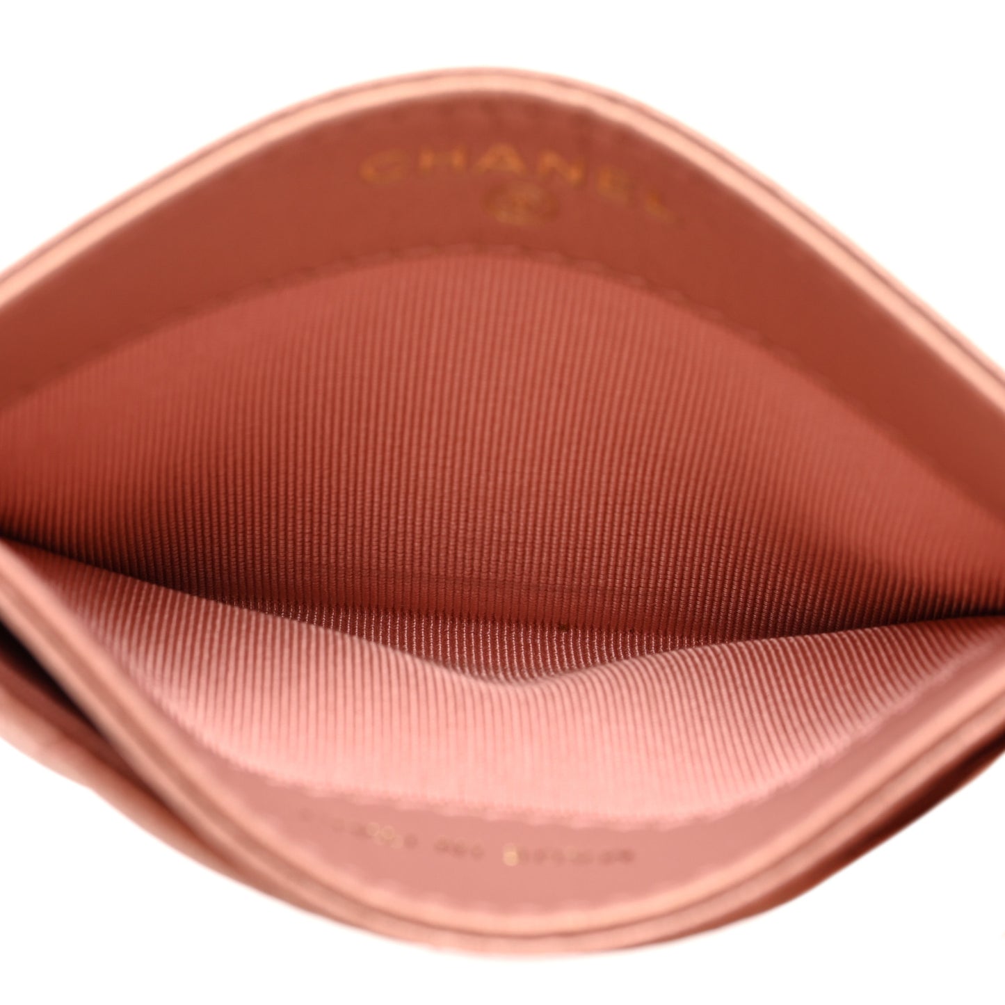 Metallic Grained Calfskin Quilted Reissue Card Holder Copper Pink