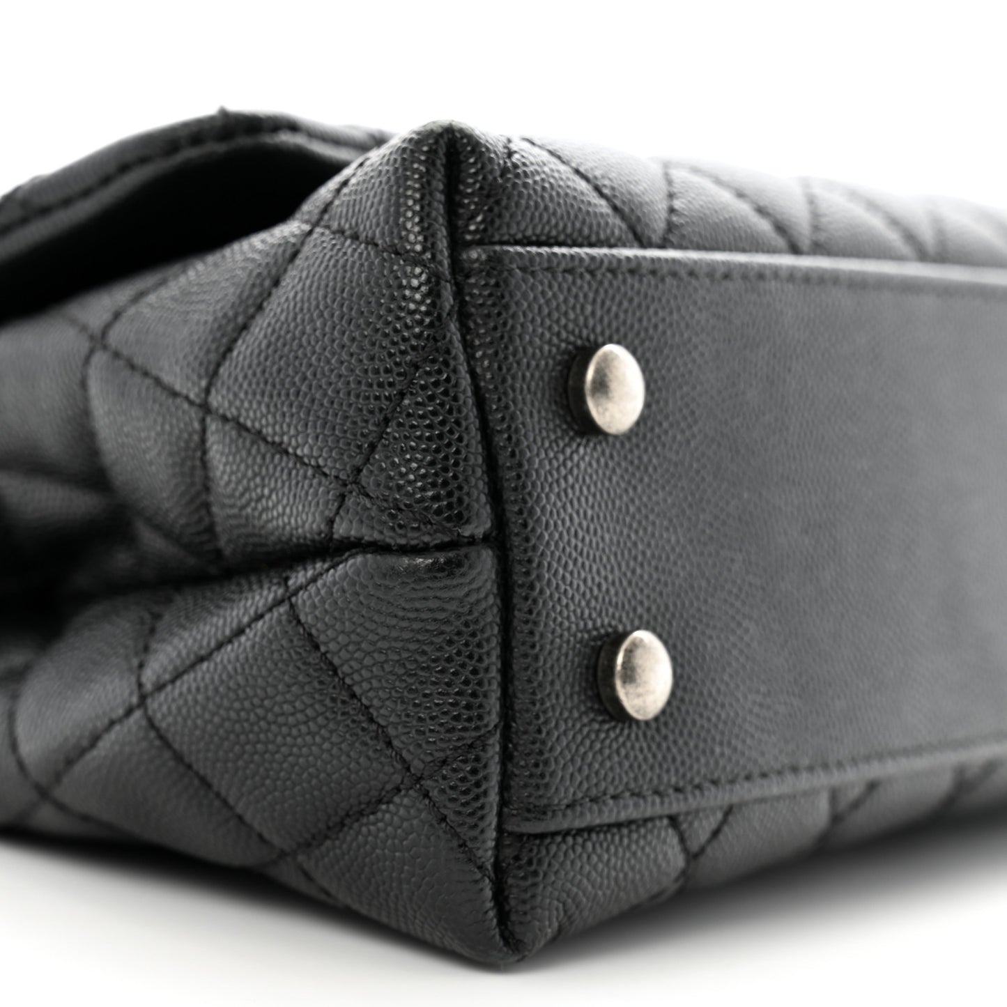 Caviar Lizard Embossed Quilted Mini Coco Handle Flap Black