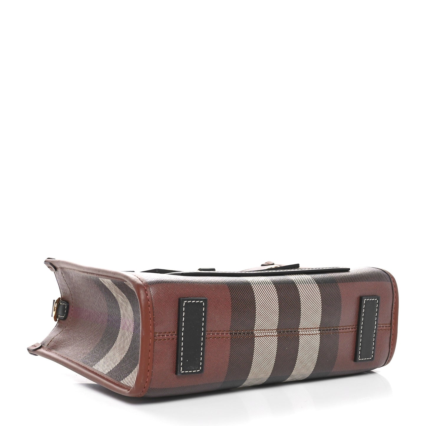 E-Canvas Check Calfskin Mini Freya Tote Dark Birch Brown