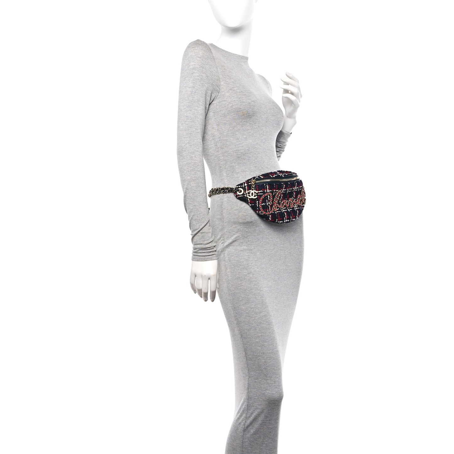 Tweed Quilted Chain 20s Signe Waist Bag Multicolor