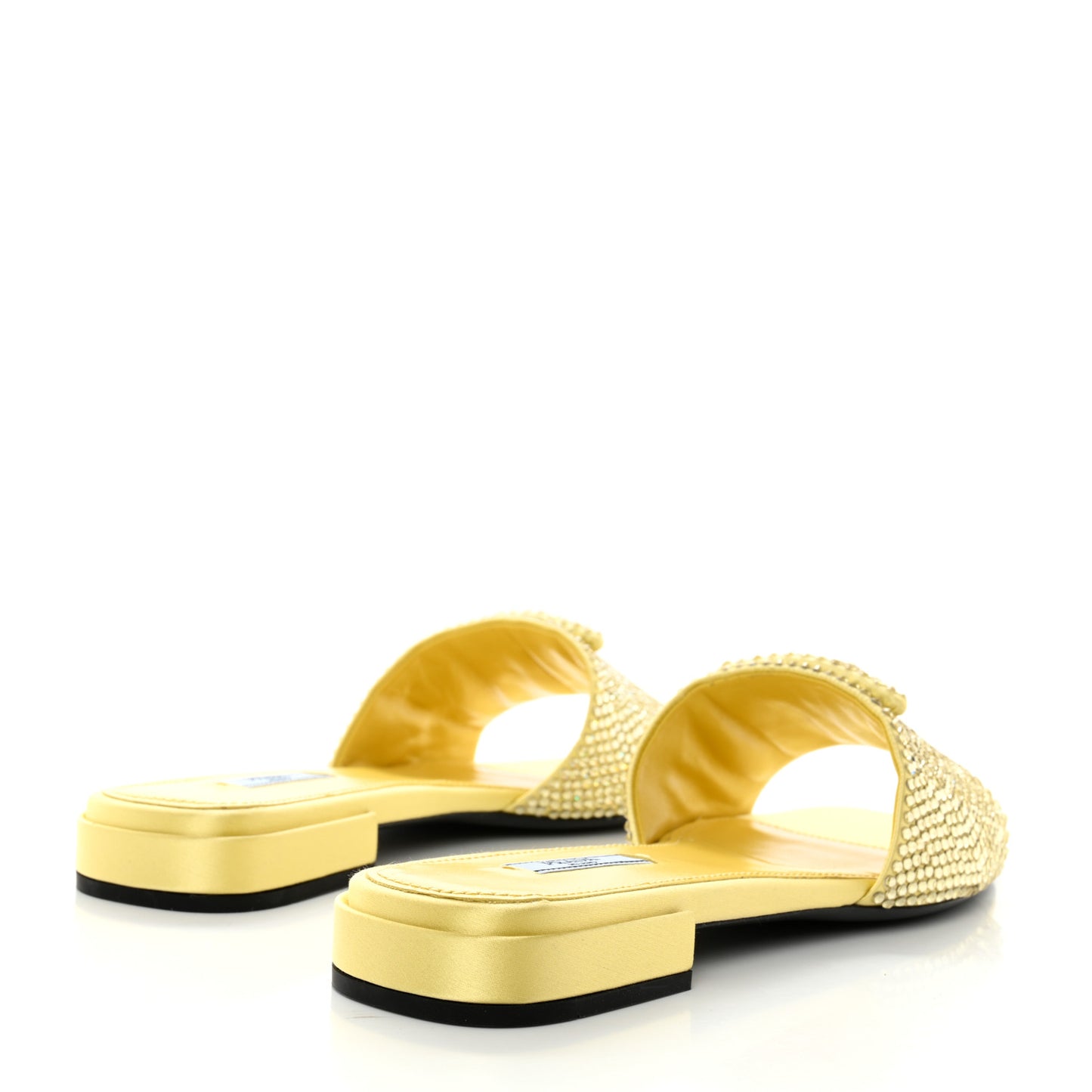 Satin Crystal Logo 10mm Slide Sandals 40 Ananas