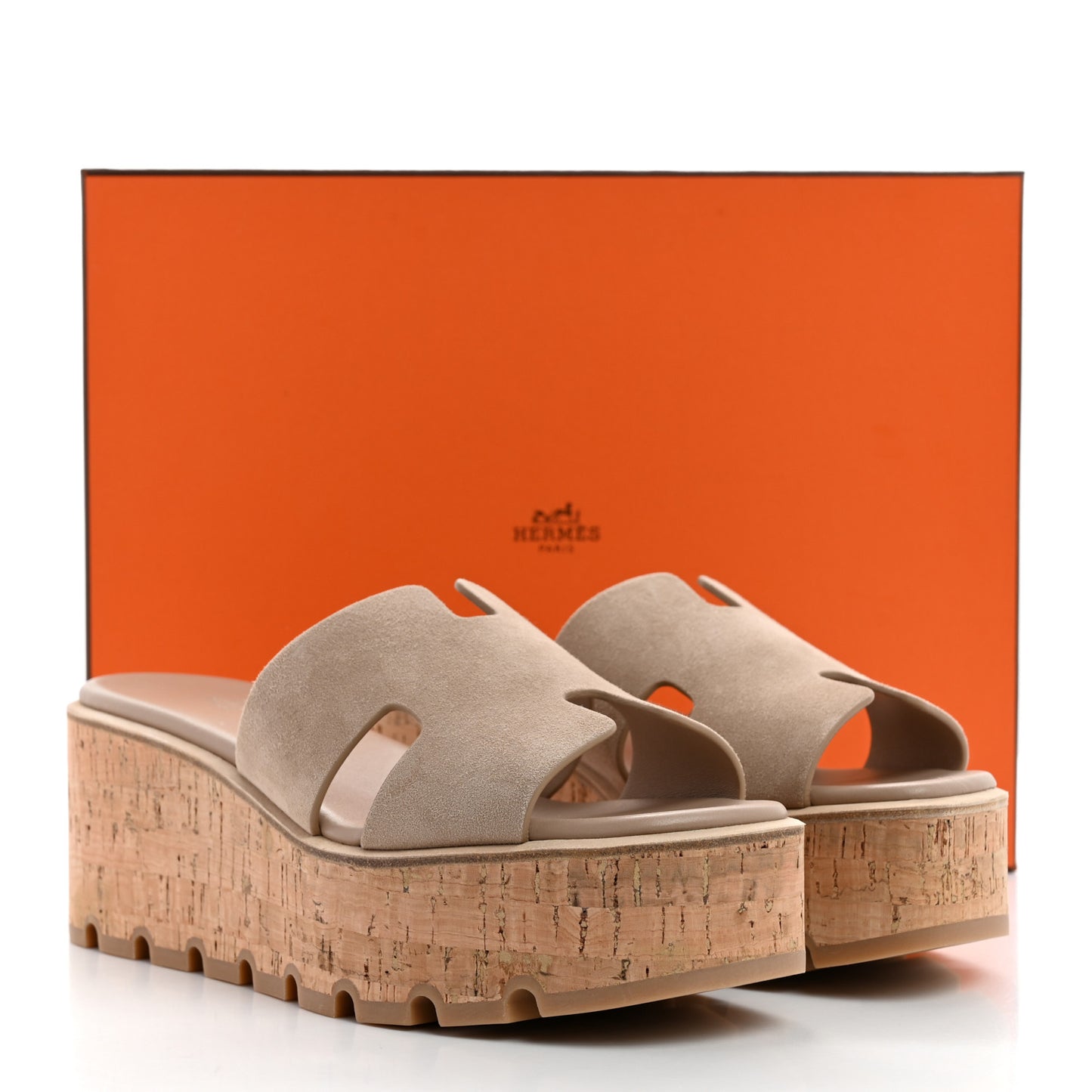 Suede Goatskin Cork Eze 30 Sandals 39 Beige Argile