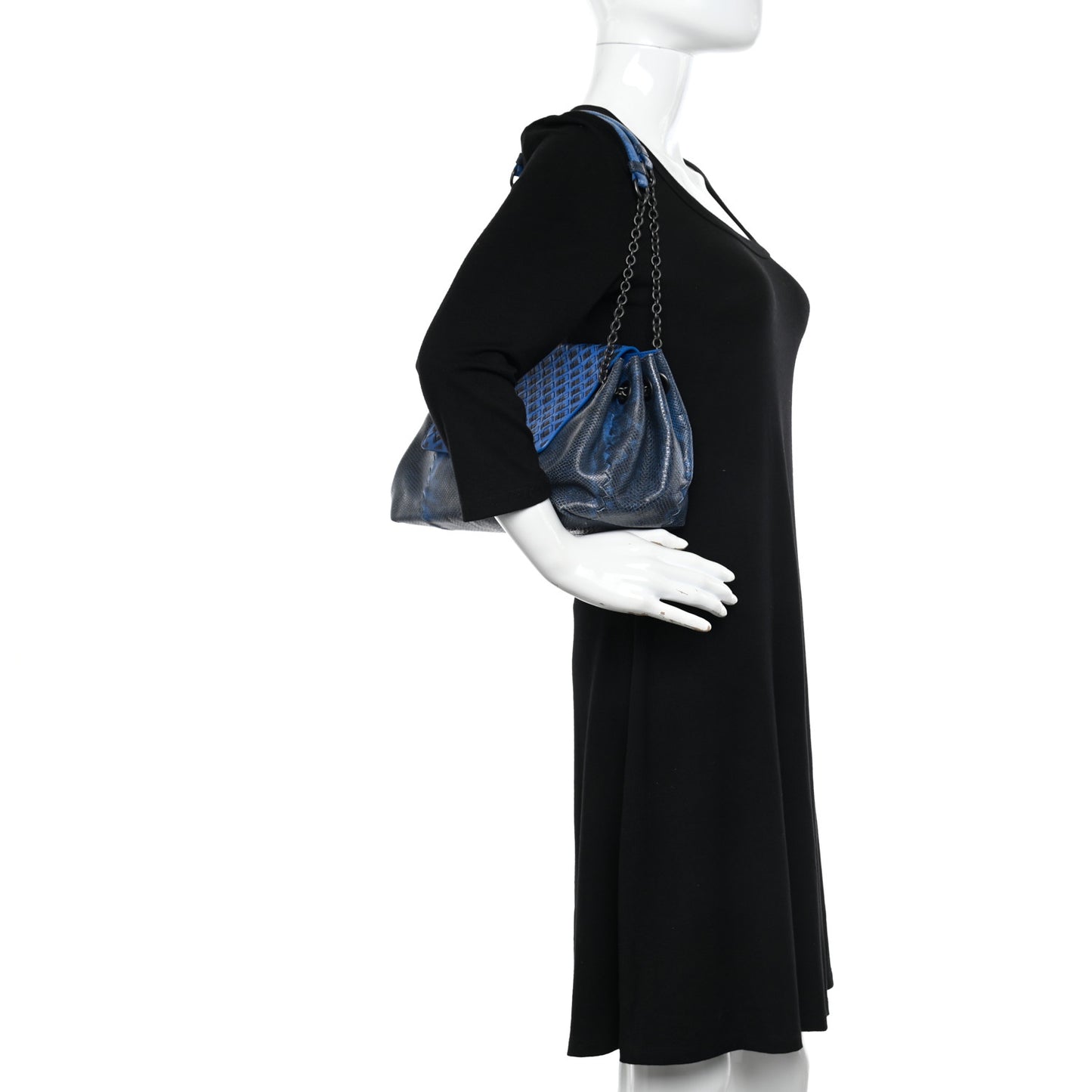 Vesuvio Karung Nappa Intrecciato Cravatteria Small Flap Shoulder Bag Bleuette