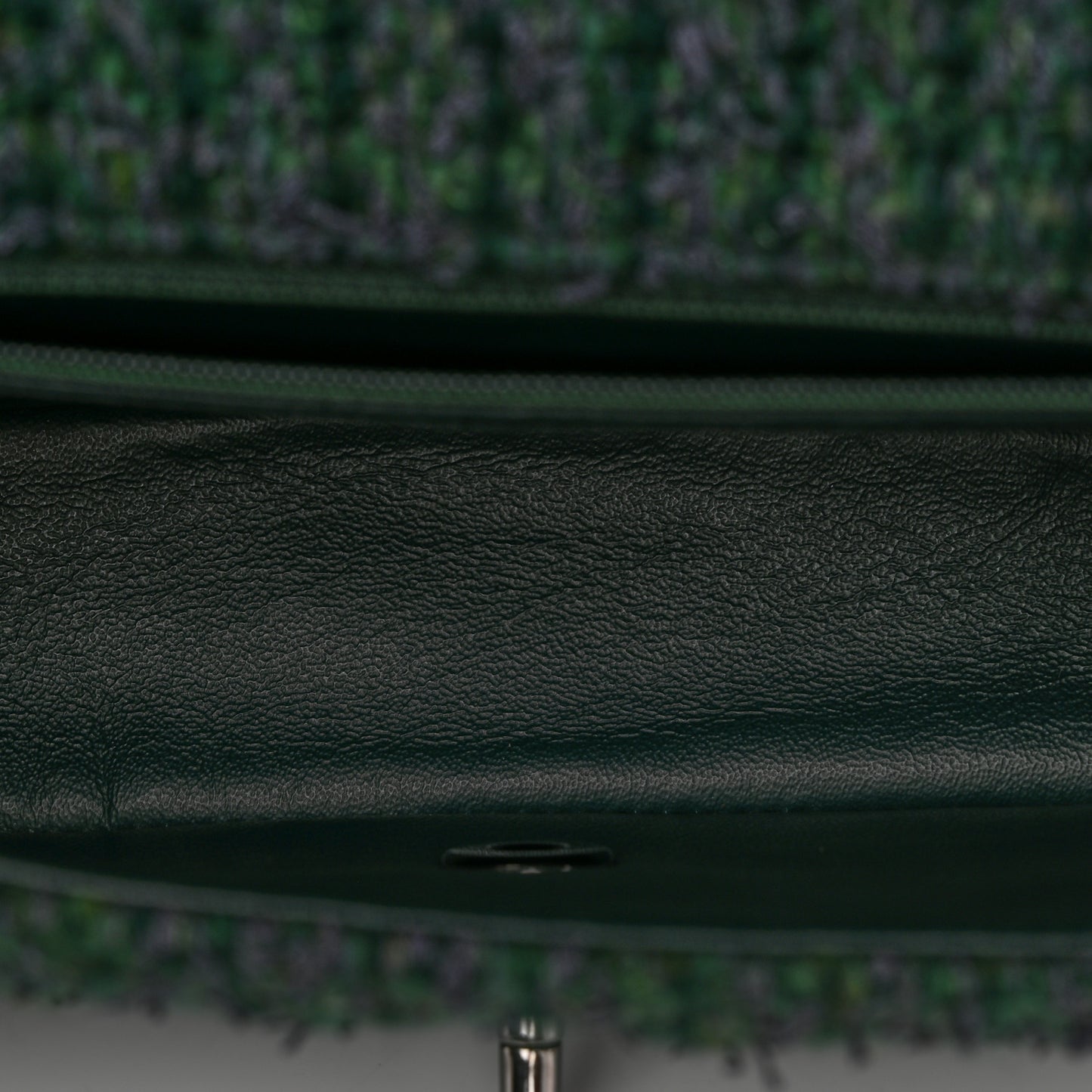 Wool Tweed Quilted Mini Rectangular Flap Green