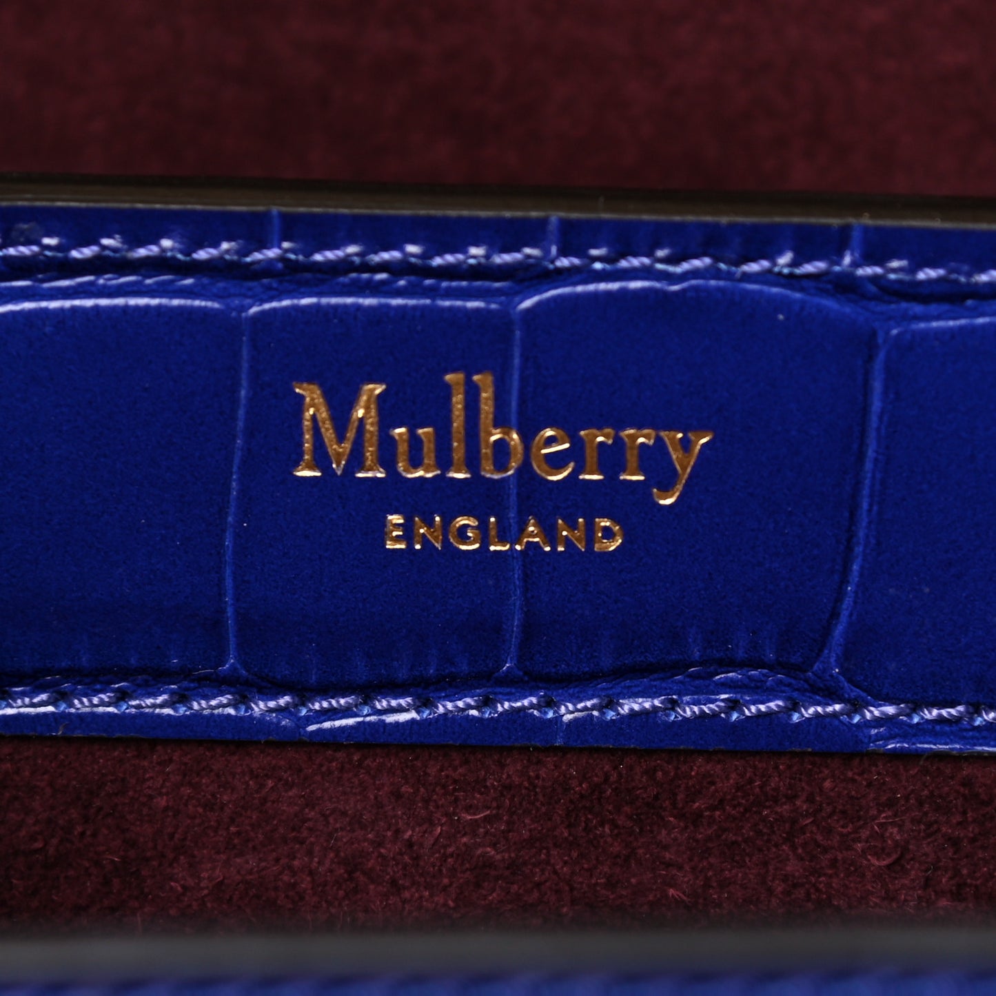 Shiny Croc Calfskin Embossed The Mews Satchel Cobalt Blue