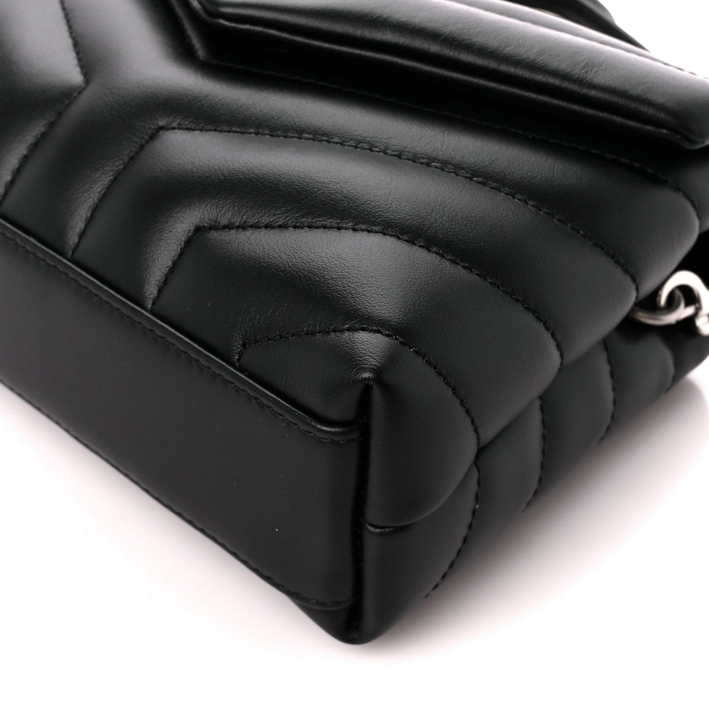 Calfskin Y Quilted Monogram Toy Loulou Crossbody Bag Black