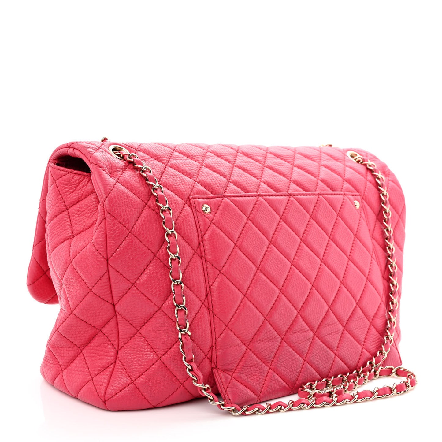 Calfskin Quilted Small XXL Travel Flap Bag Dark Pink