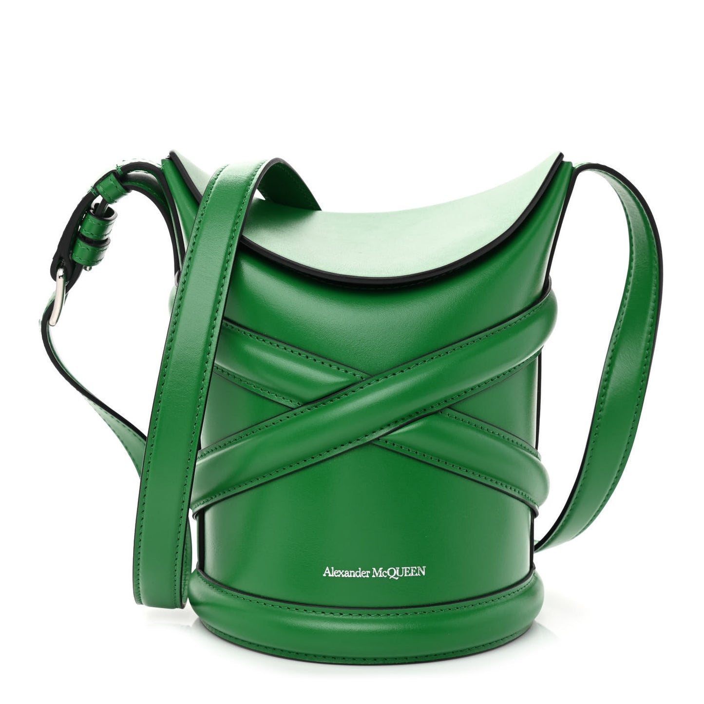 Calfskin Mini Curve Bucket Bag Green