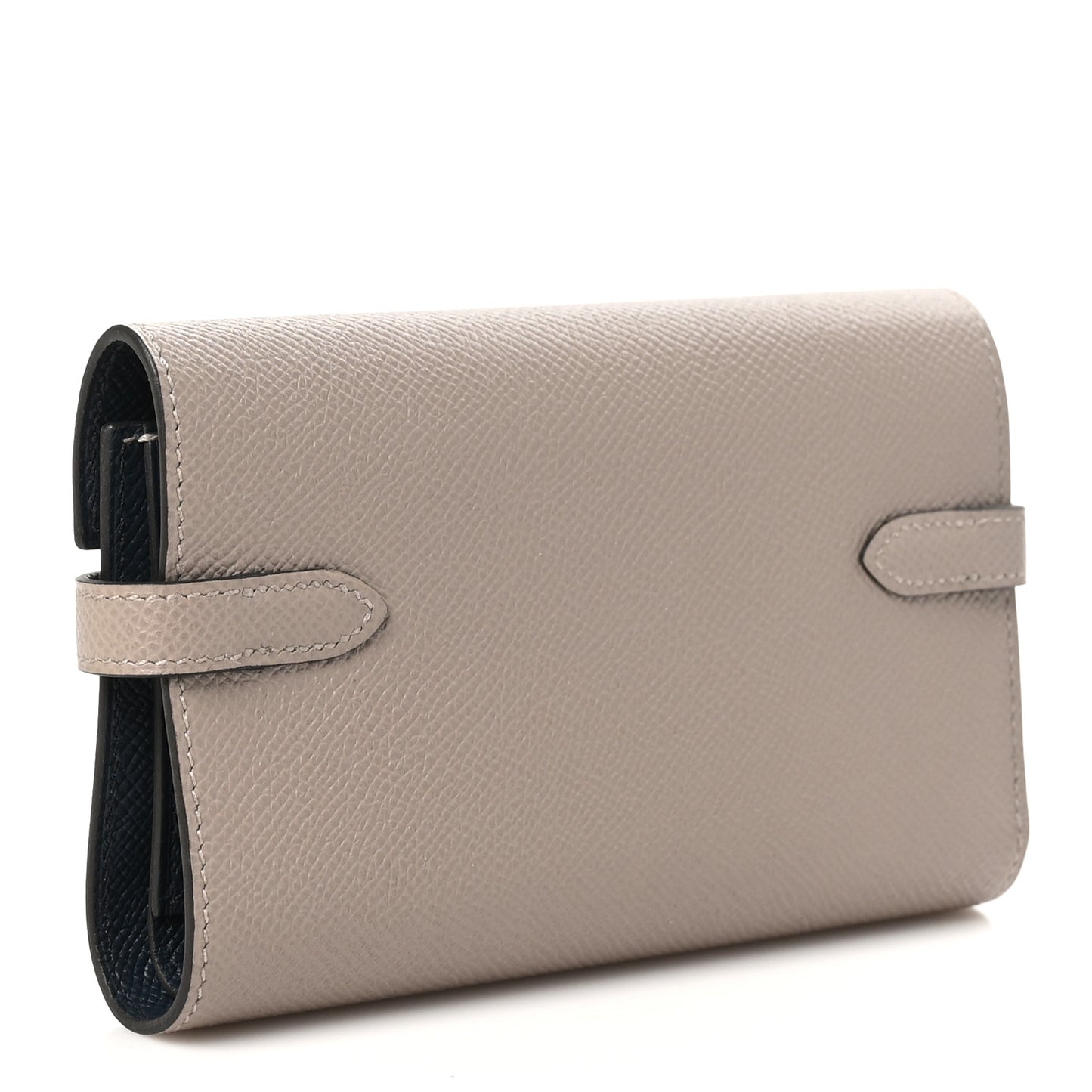 Epsom Verso Medium Kelly Wallet Gris Asphalt Bleu Indigo