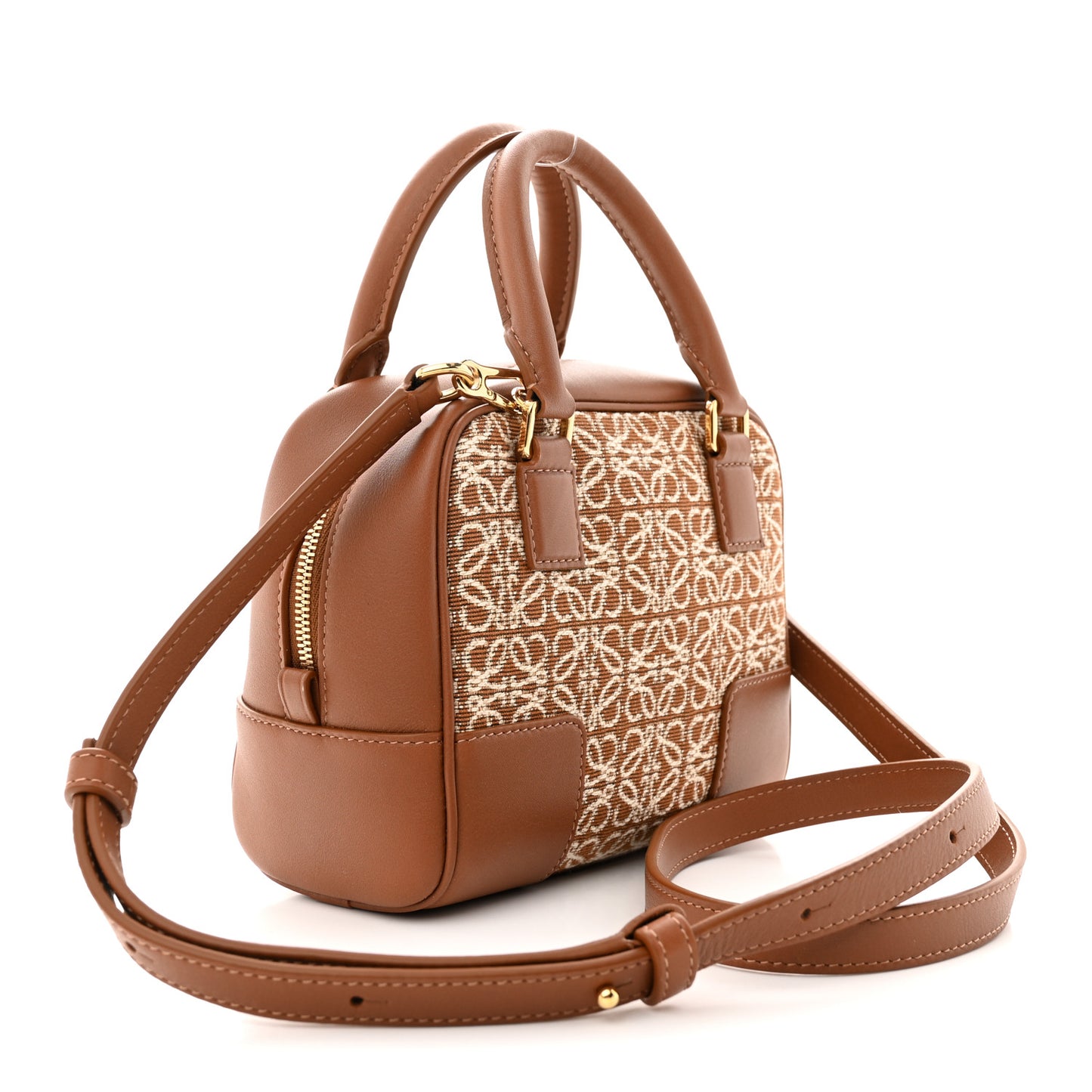 Jacquard Anagram Calfskin Mini Amazona 16 Square Bag Tan